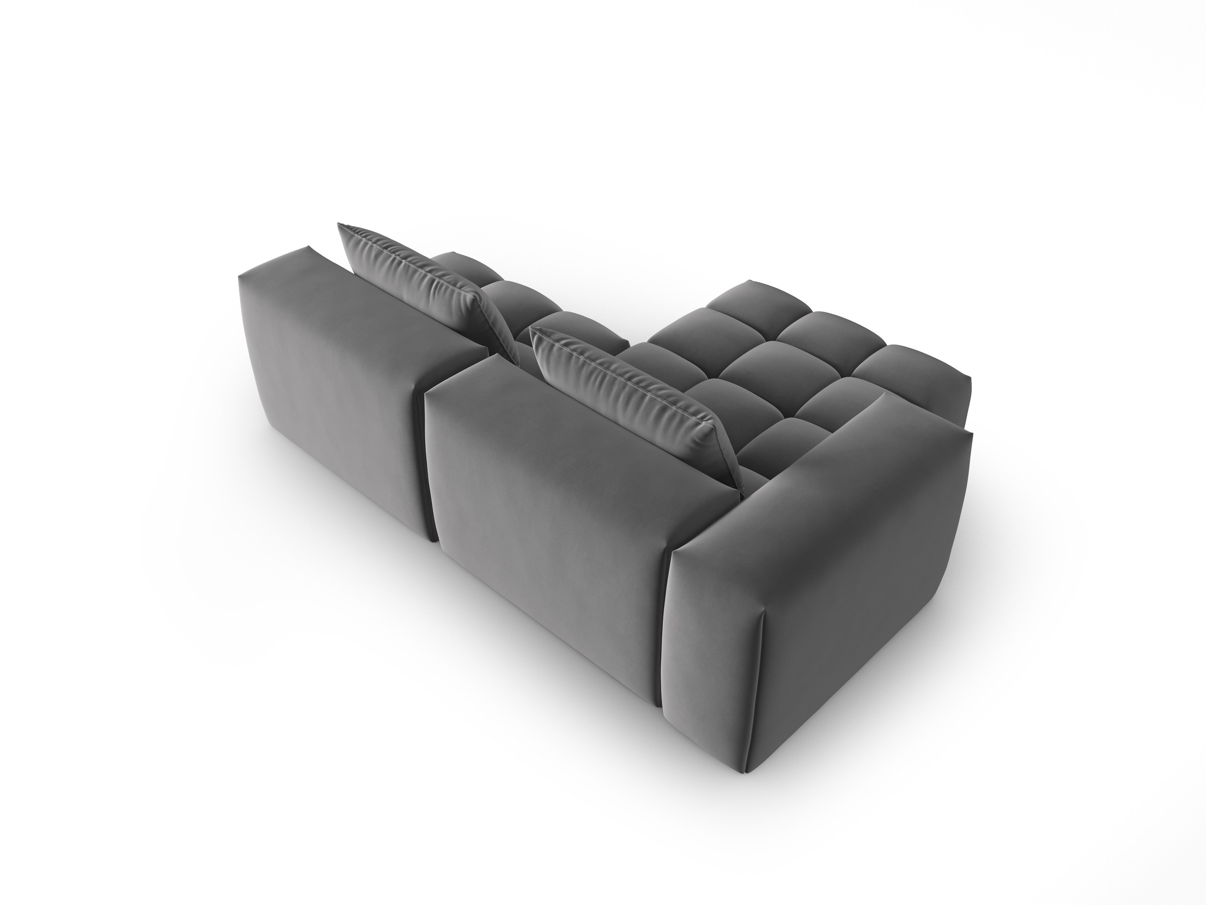 Samt-Ecksofa 3-sitzig links offen VERONA grau