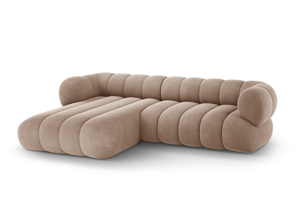 Samt-Ecksofa für 5 Personen links KOGE dunkelbeige