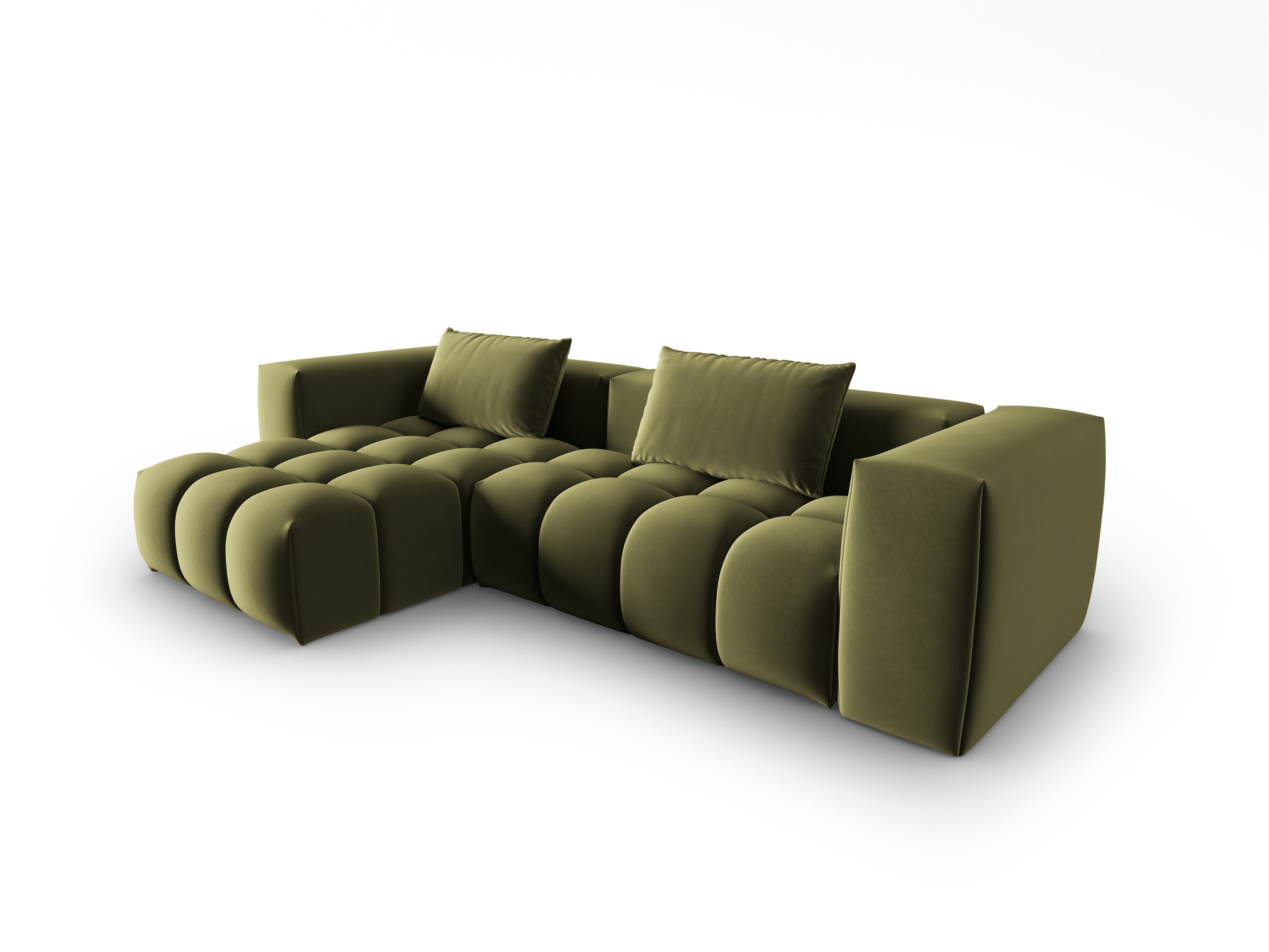 Samt-Ecksofa 3-sitzig links VERONA hellgrün