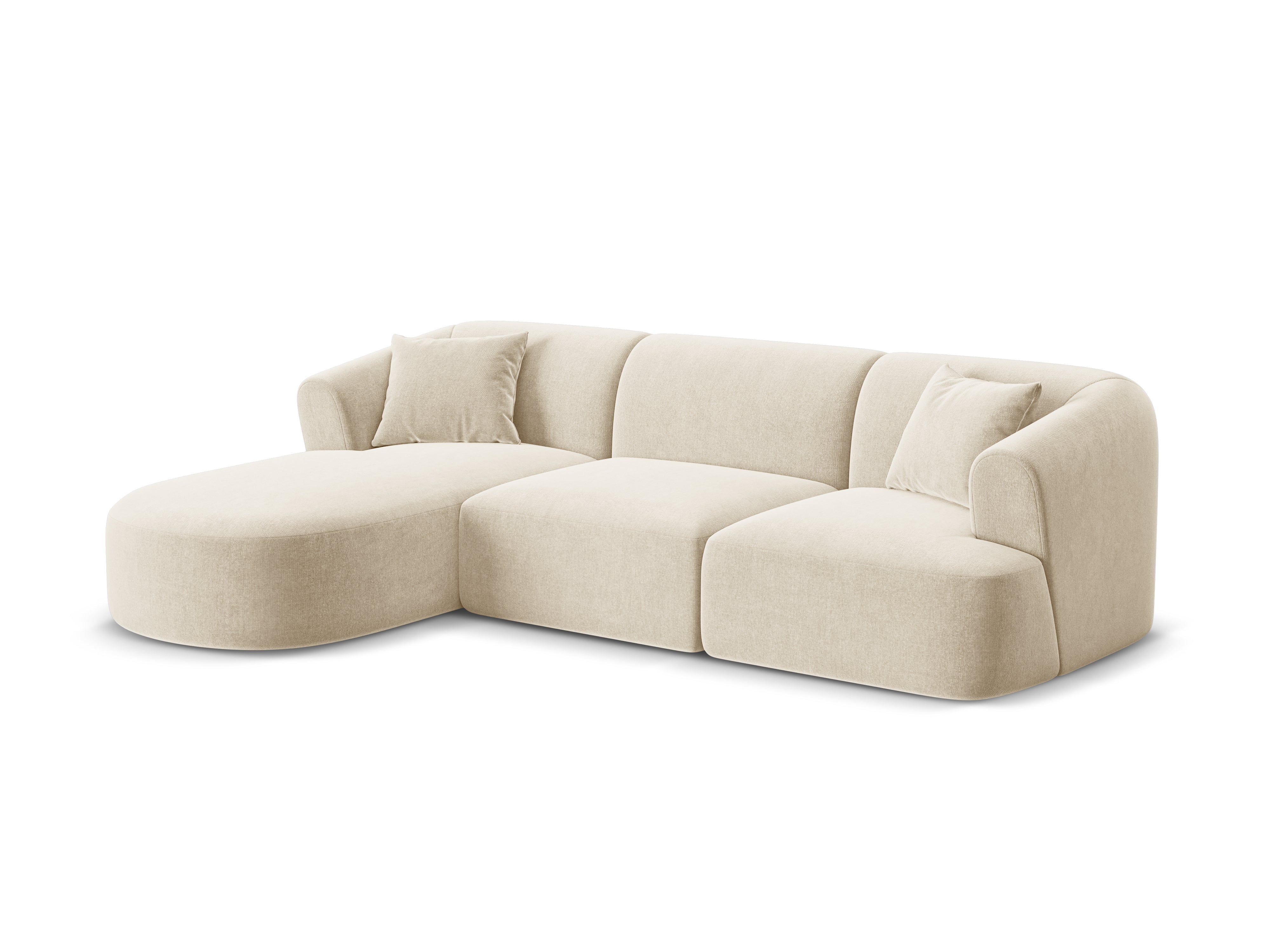 Samt-Ecksofa linksseitig für 4 Personen CAMPI hellbeige
