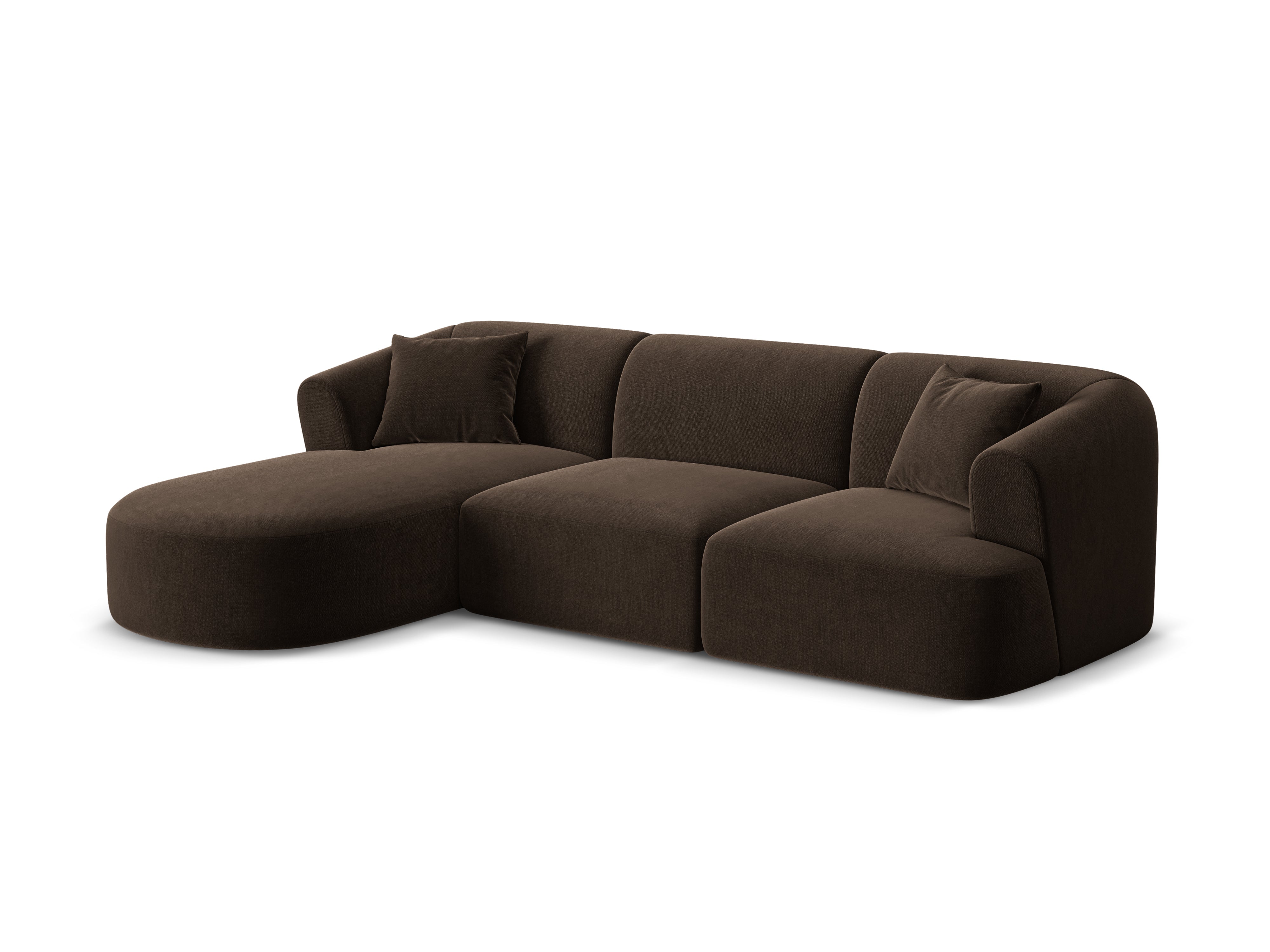 Samt-Ecksofa linksseitig für 4 Personen CAMPI schokoladenbraun