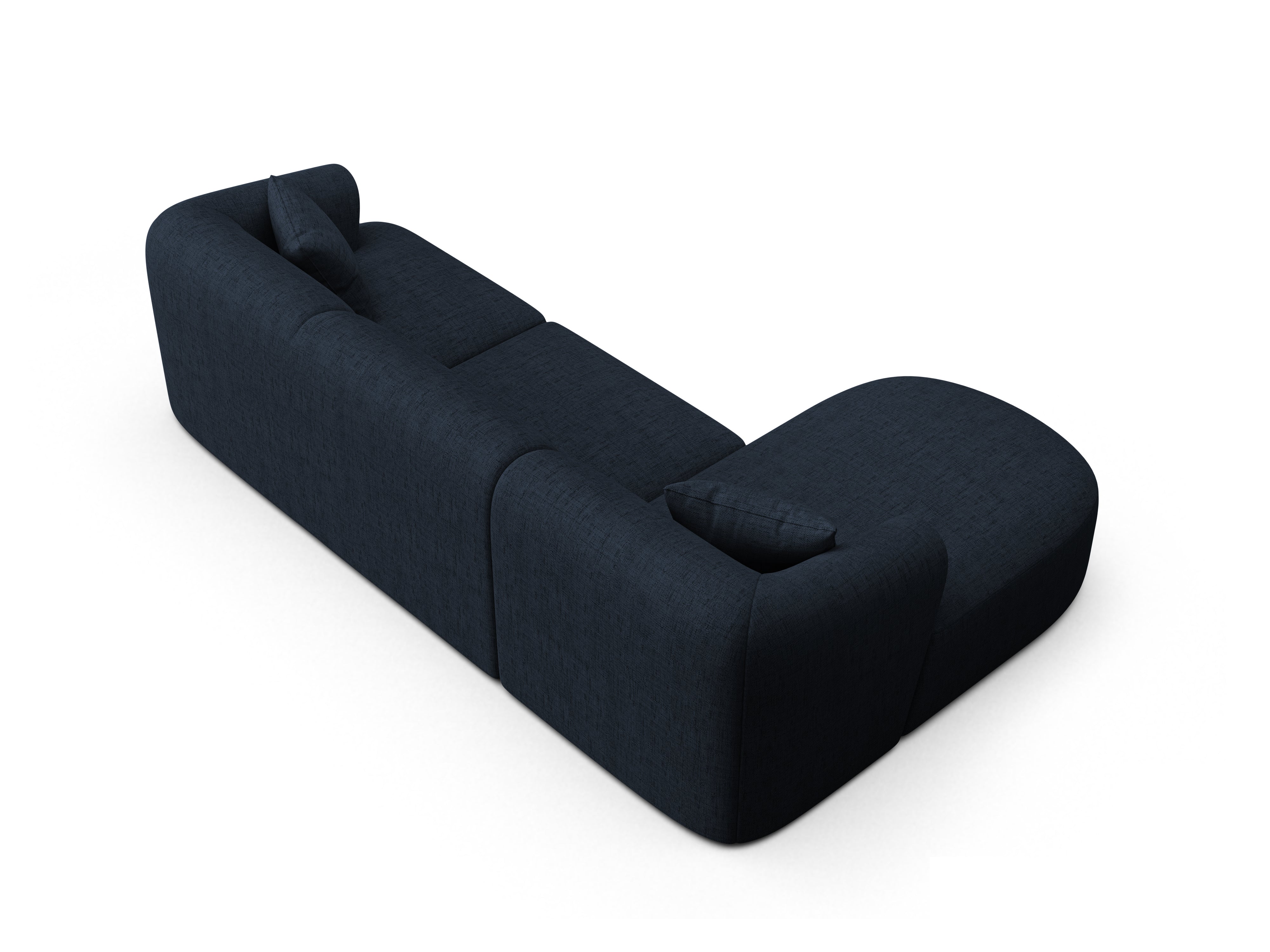 Linksseitige 4-Sitzer-Couch CAMPI in blauer Chenille