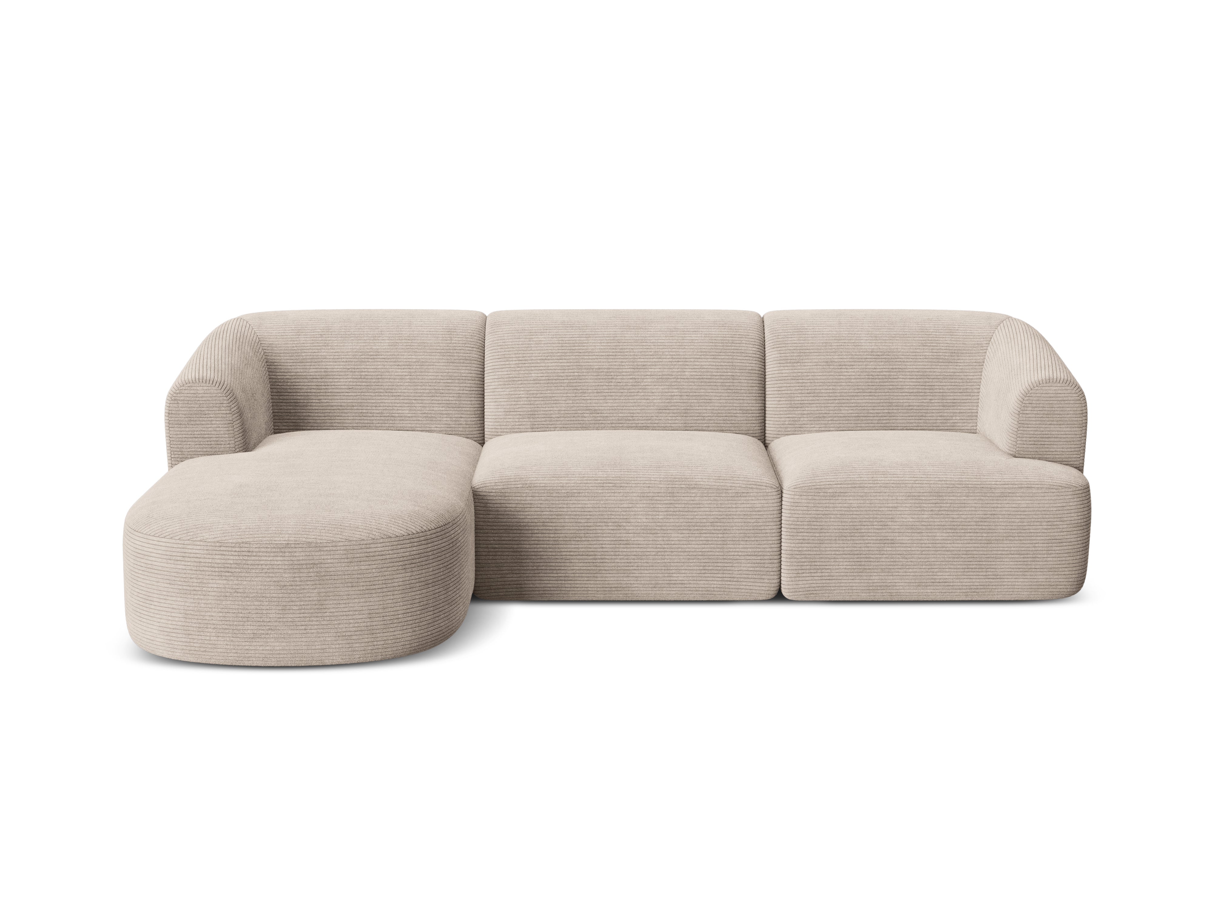 Left-sided 4-seater sofa CAMPI beige corduroy