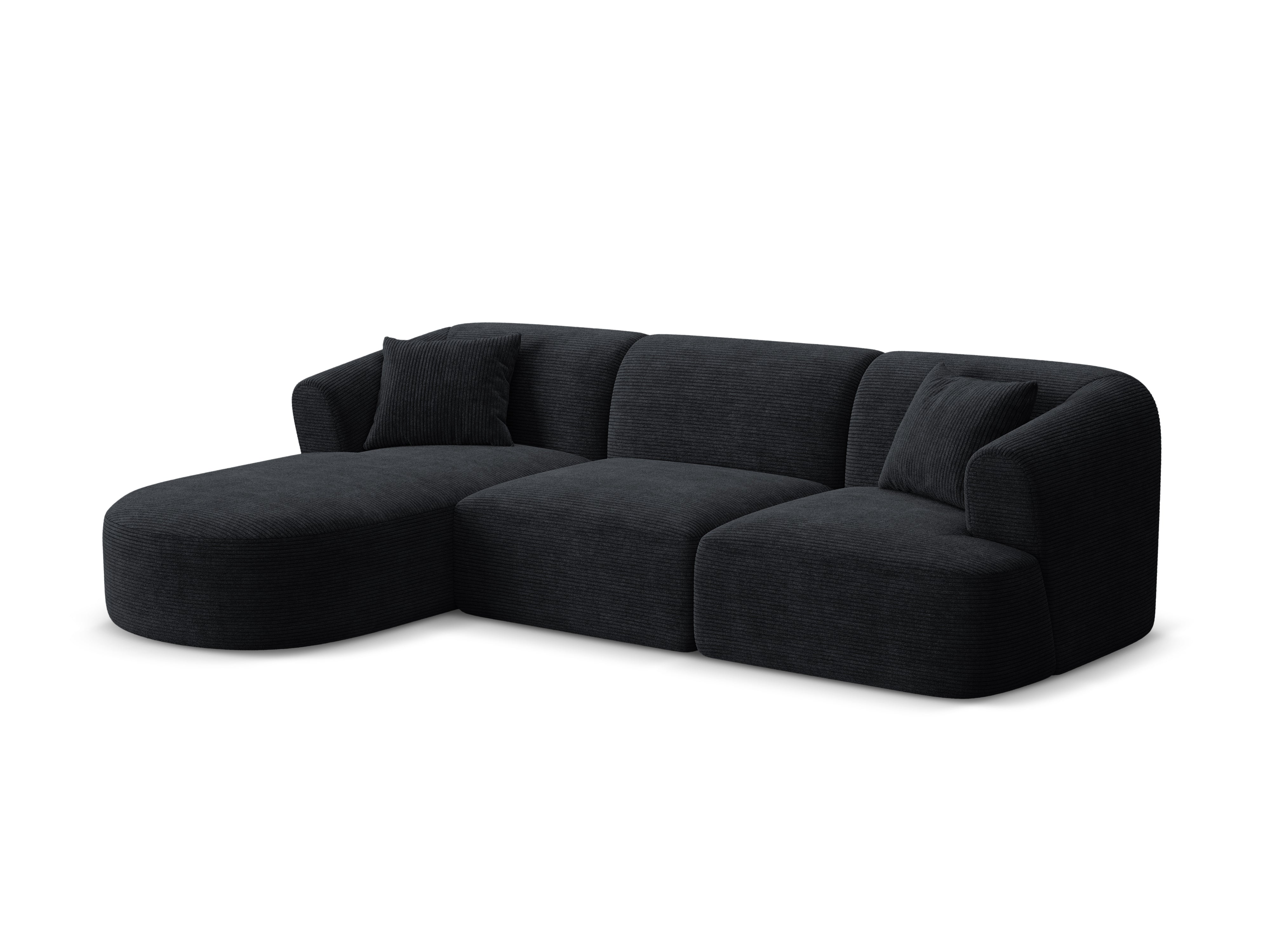 Linksseitiges 4-Sitzer-Sofa CAMPI aus schwarzem Cord