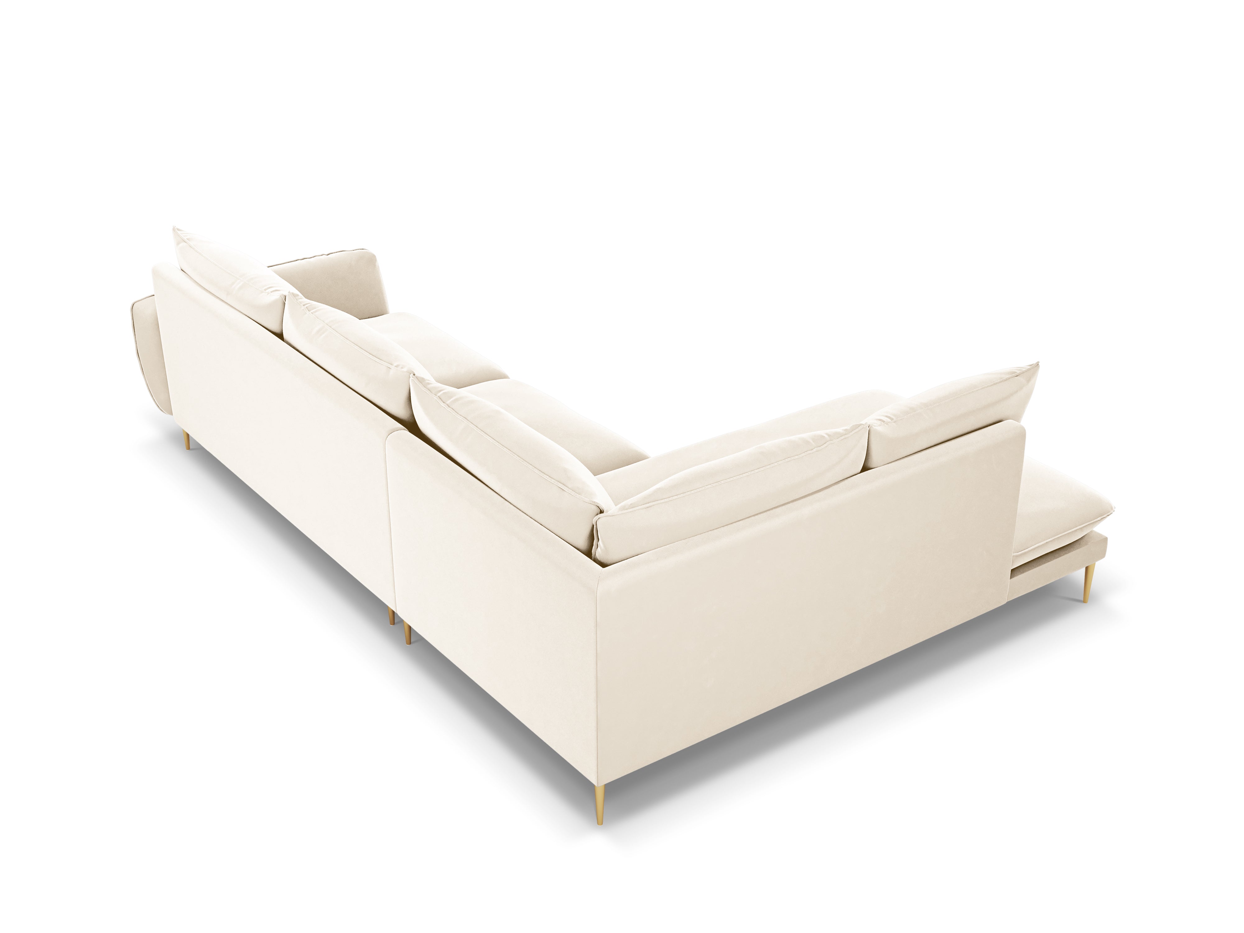 Vleugelbank van fluweel, links, voor 5 personen, VIENNA, beige met gouden basis