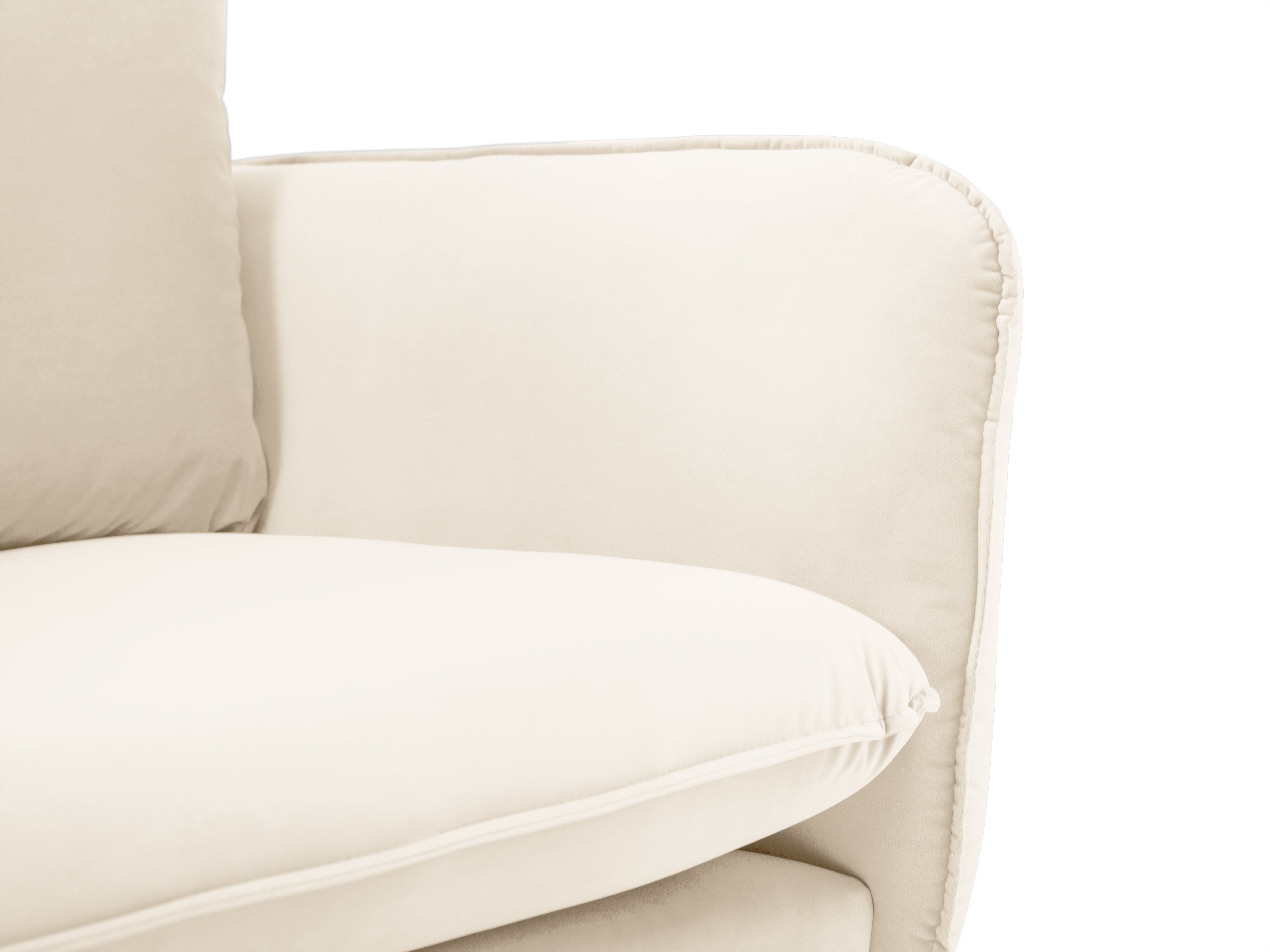 Vleugelbank van fluweel, links, voor 5 personen, VIENNA, beige met gouden basis