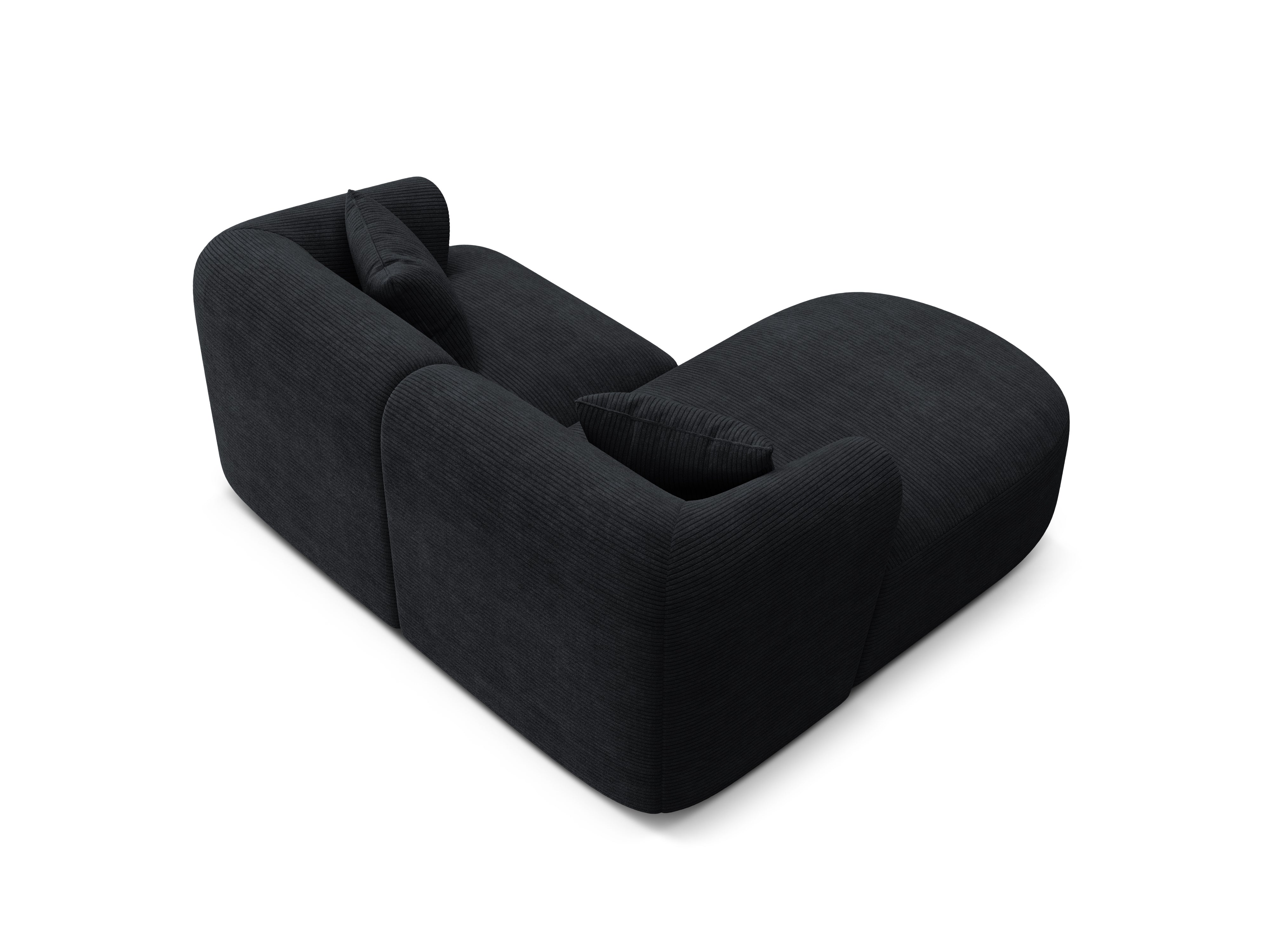 Left-sided 3-seater sofa CAMPI black corduroy