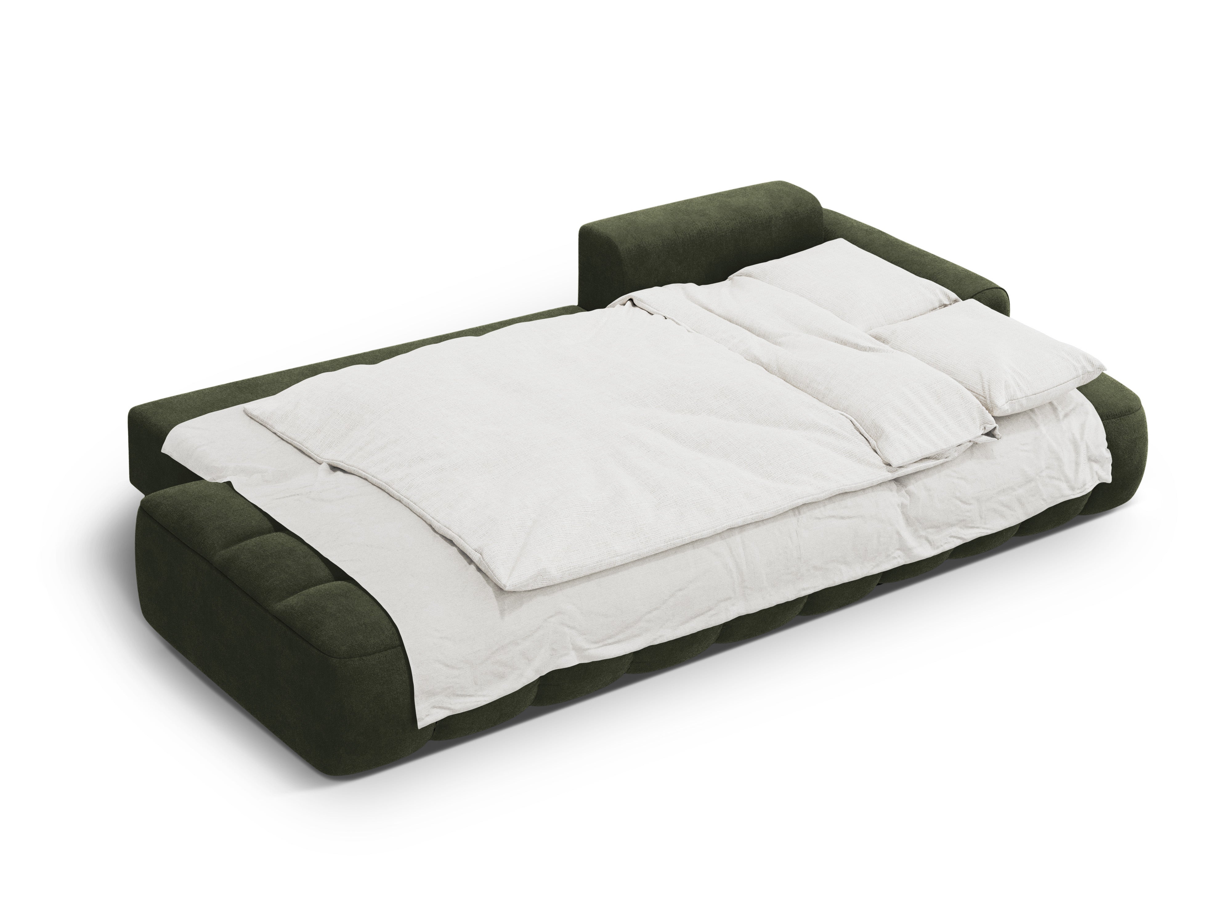 Samt-Ecksofa rechts mit Schlaffunktion für 3 Personen LINZ grün