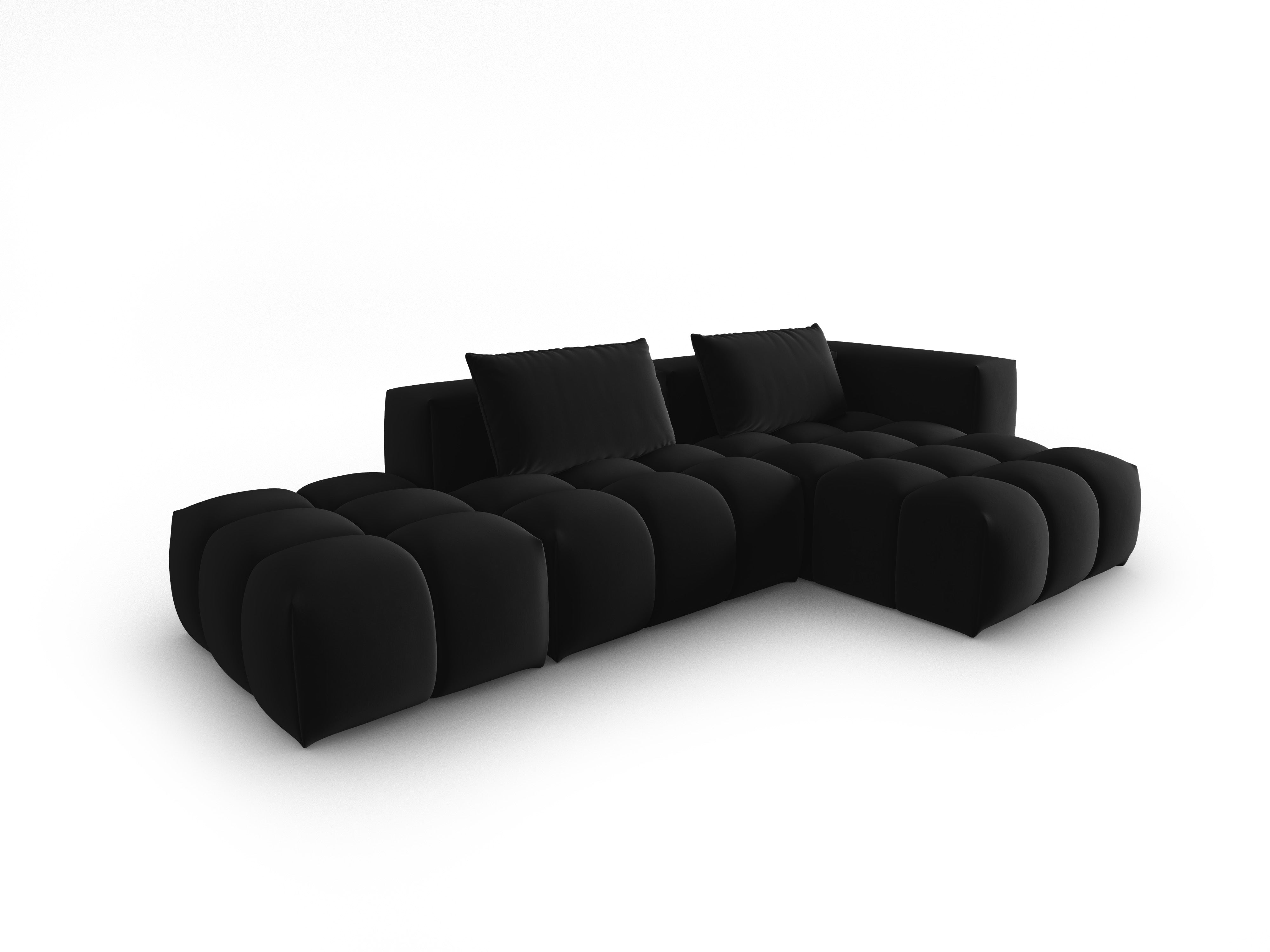 Open right-facing 4-seater velvet corner sofa VERONA black