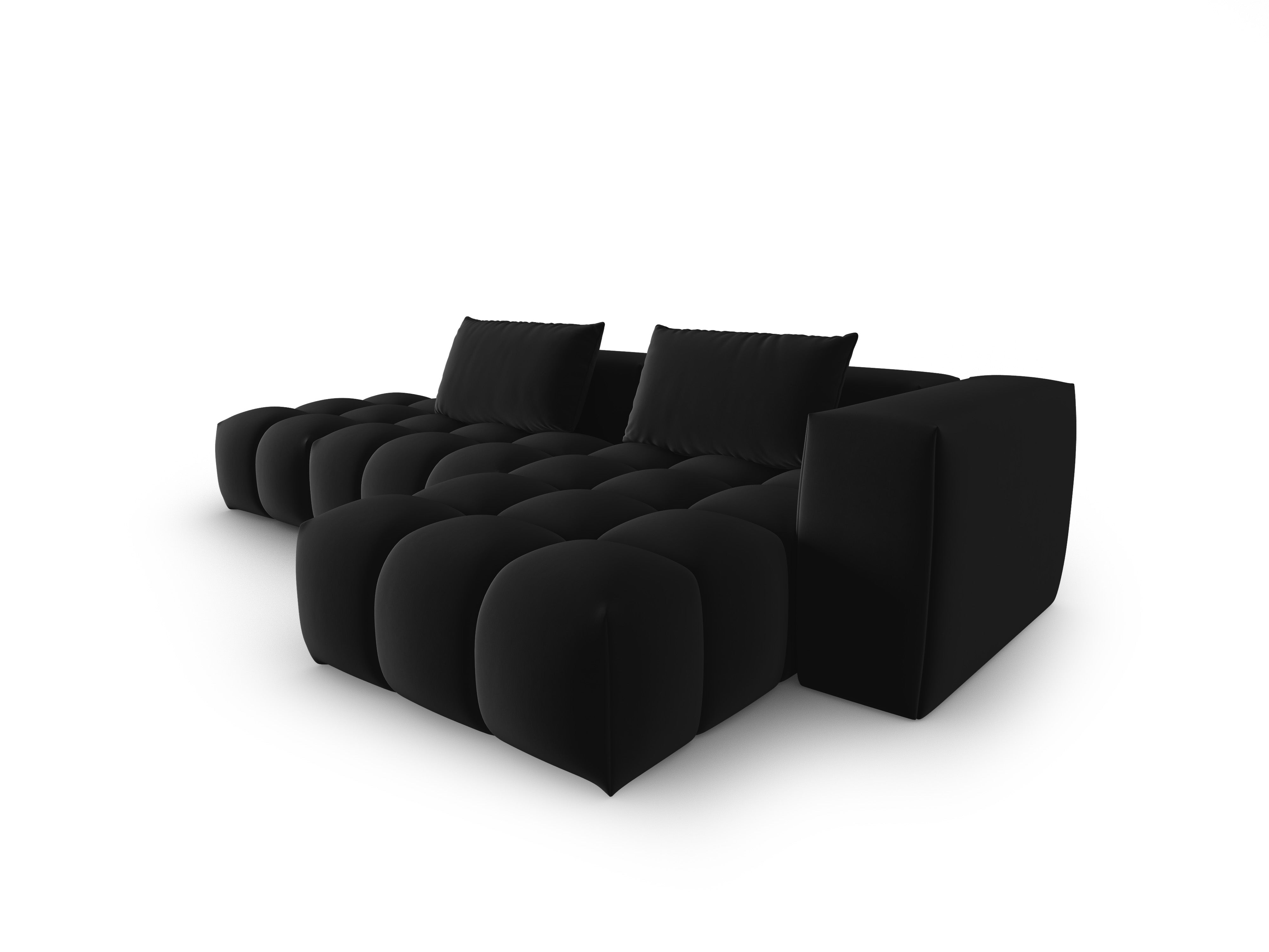 Narożnik aksamitny 4-osobowy prawostronny otwarty VERONA czarny – Cosmopolitan Design