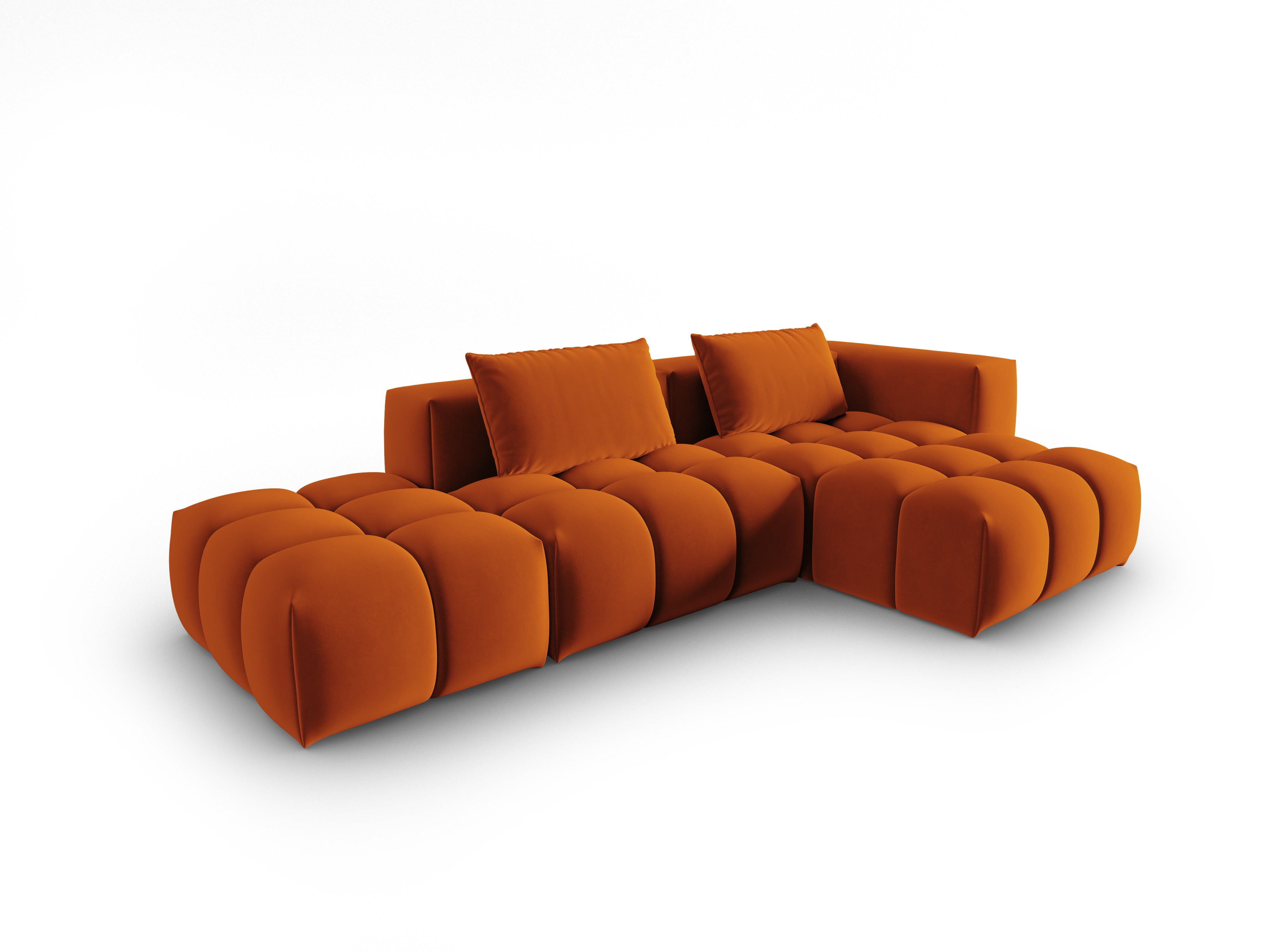 Open right-facing 4-seater velvet corner sofa VERONA brick