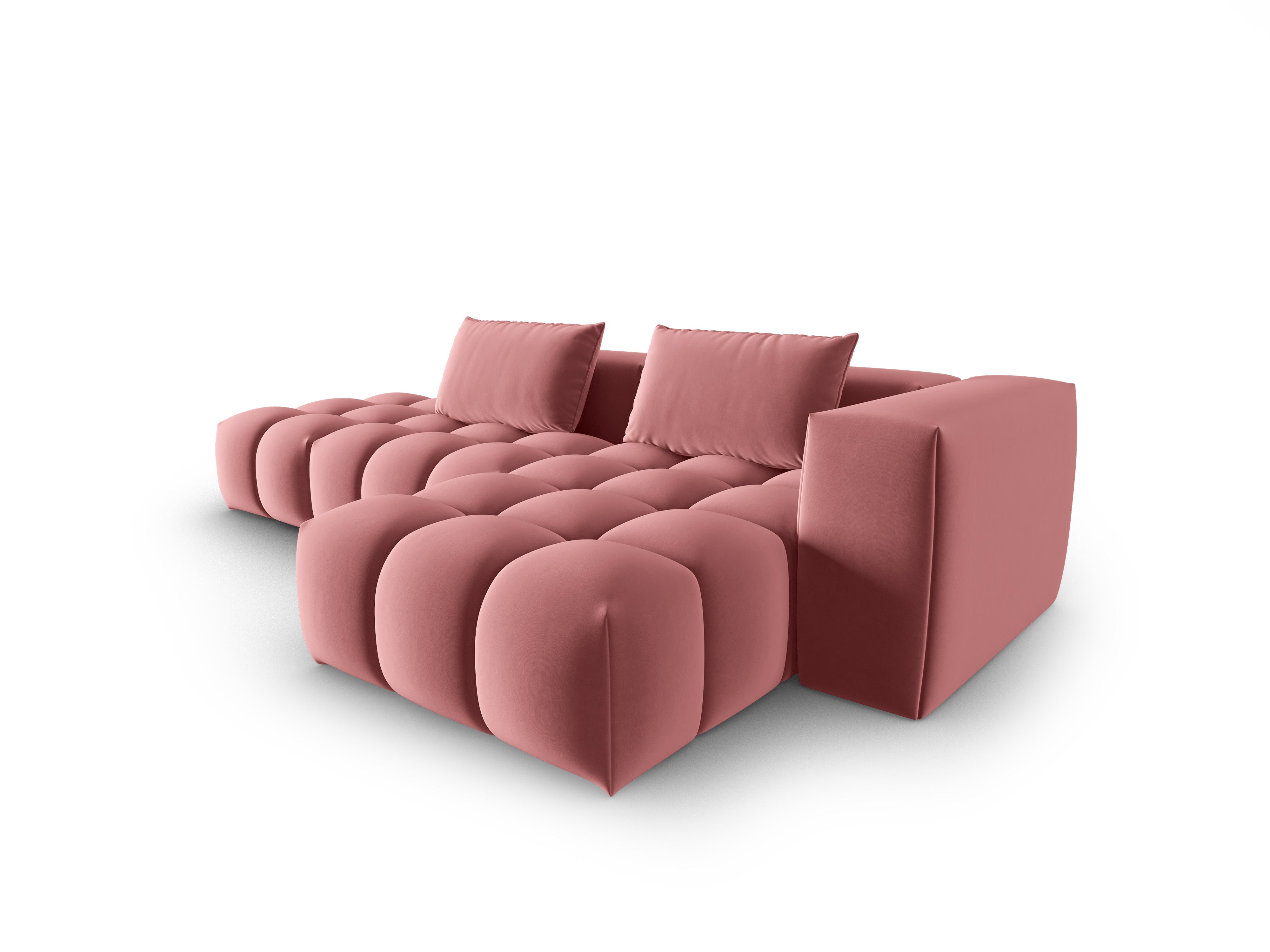 Narożnik aksamitny 4-osobowy prawostronny otwarty VERONA różowy flamingo – Cosmopolitan Design