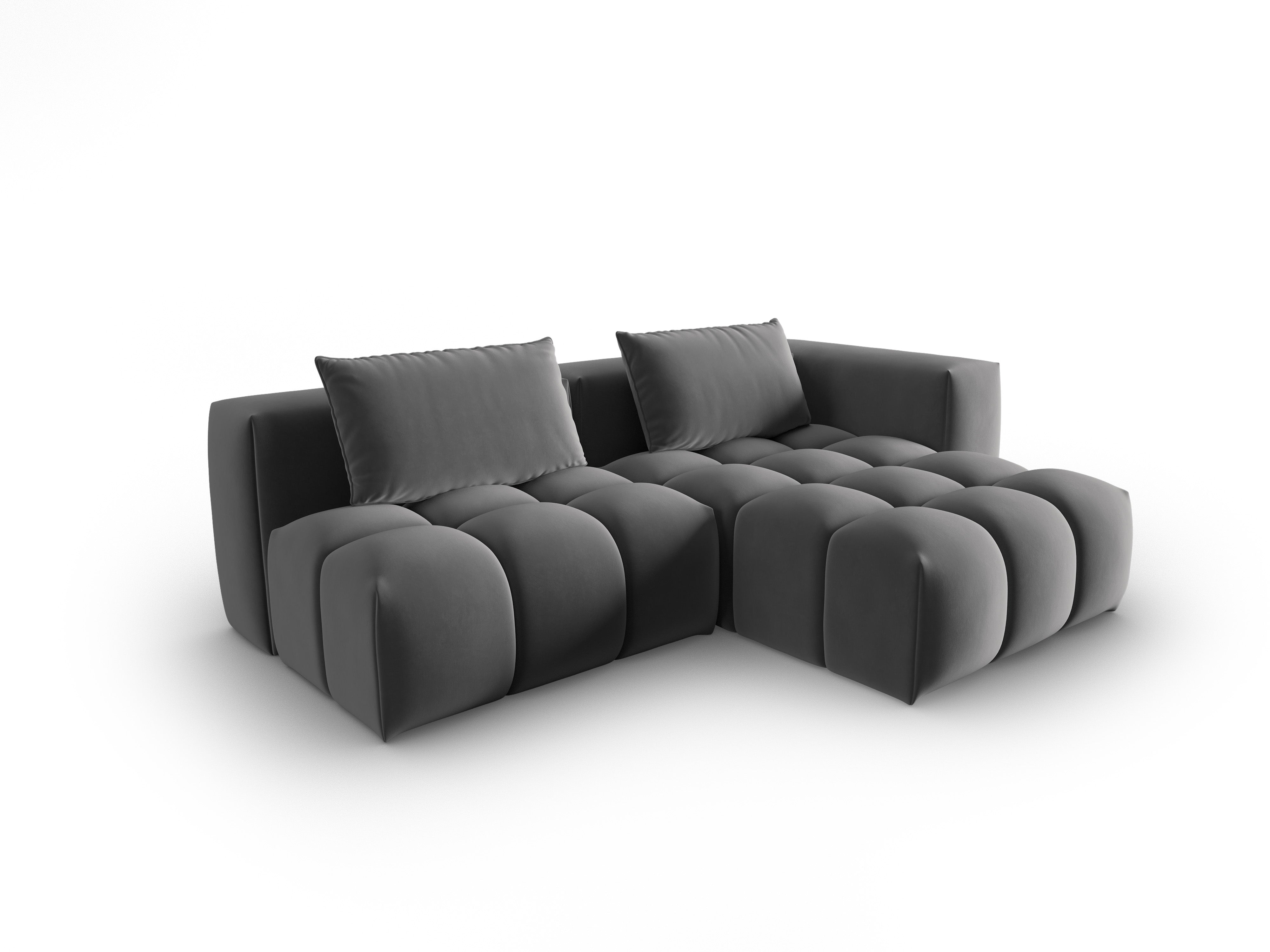 Samt-Ecksofa 3-sitzig rechtsseitig offen VERONA grau