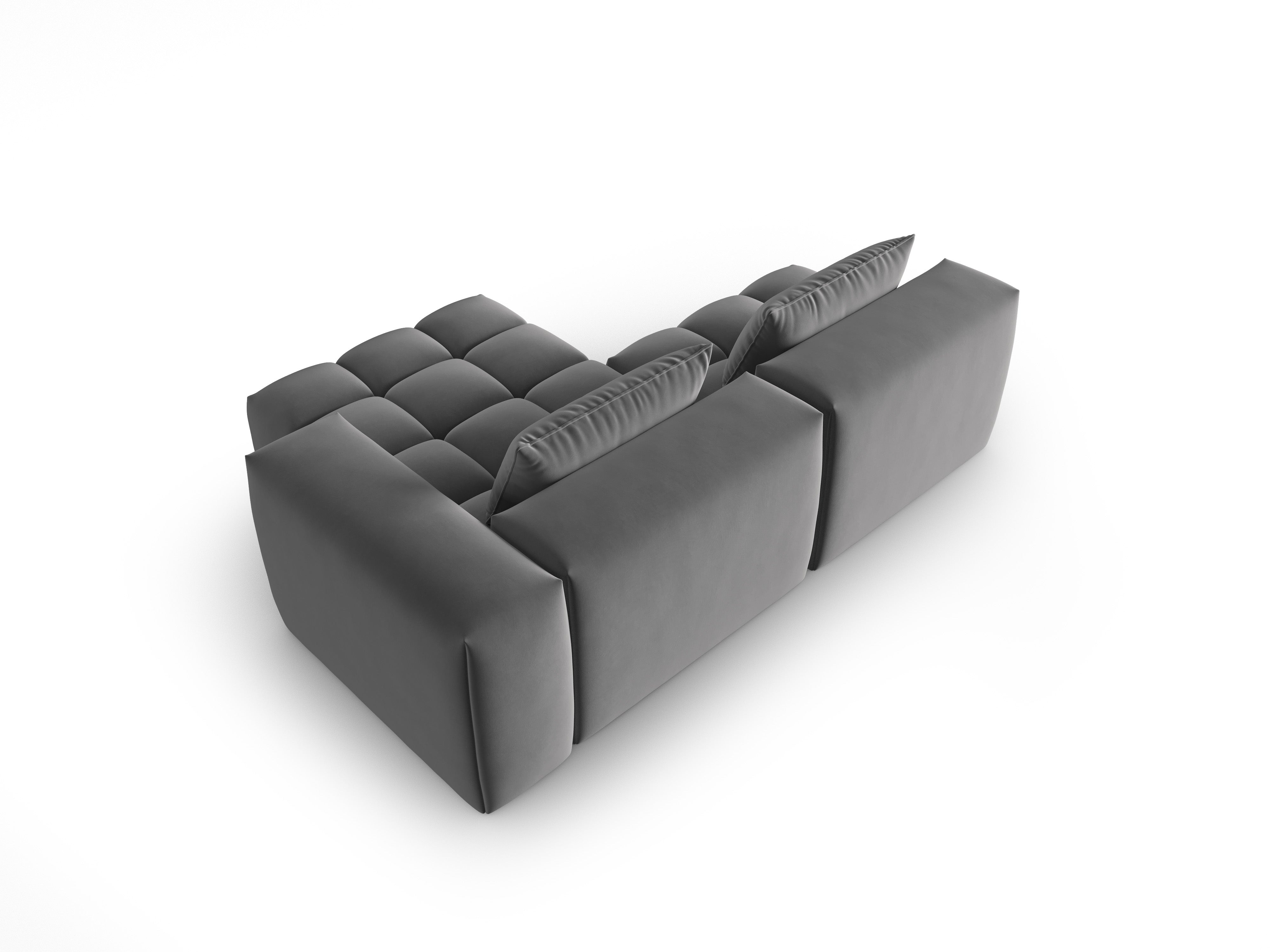Samt-Ecksofa 3-sitzig rechtsseitig offen VERONA grau