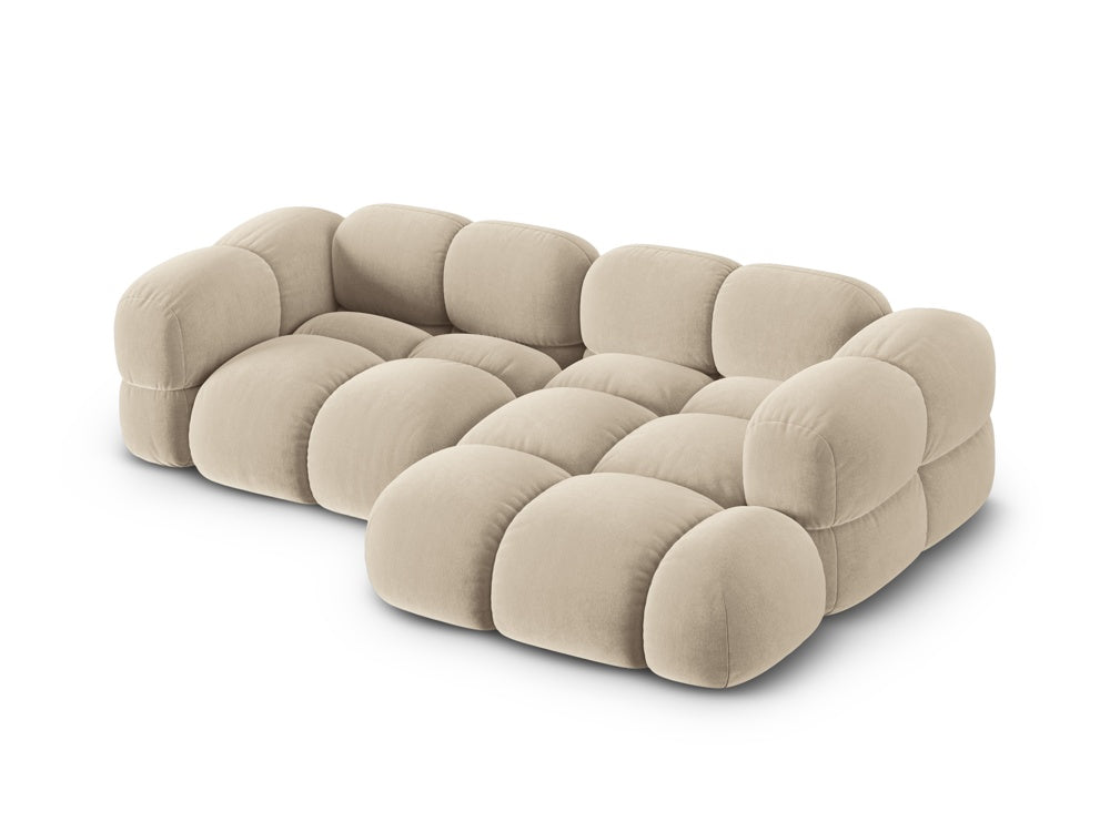 Samt-Ecksofa 3-sitzig rechts LORETTO beige