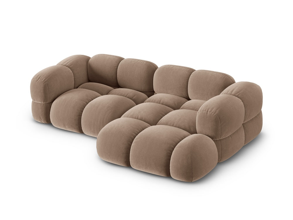 Fluwelen hoekbank voor 3 personen rechts LORETTO donkerbeige