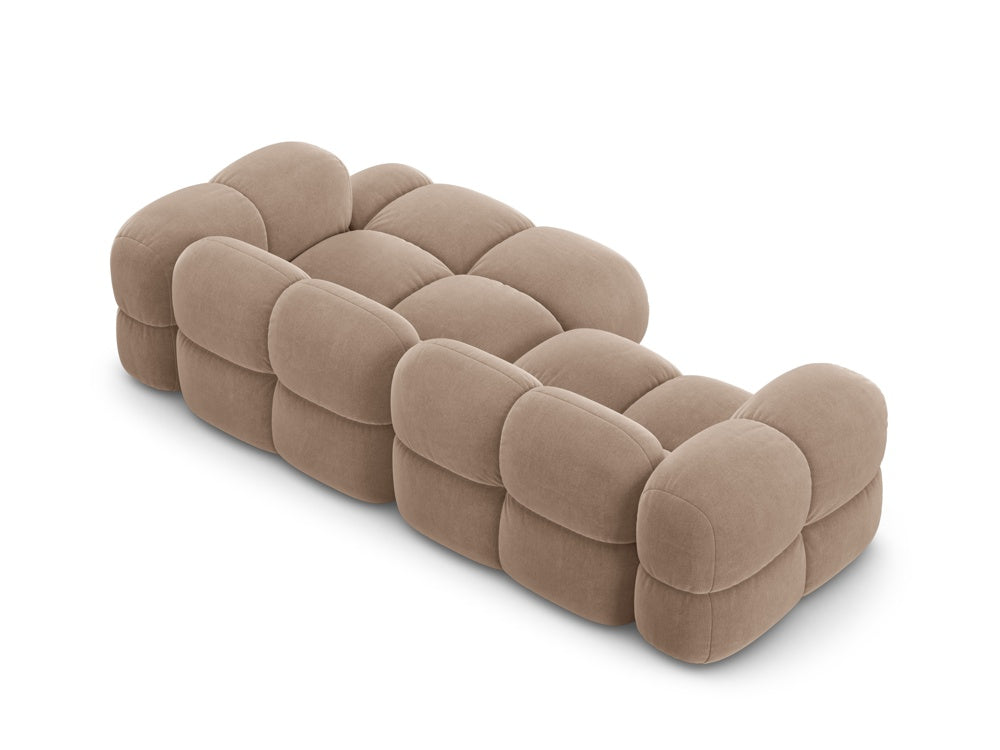 Fluwelen hoekbank voor 3 personen rechts LORETTO donkerbeige