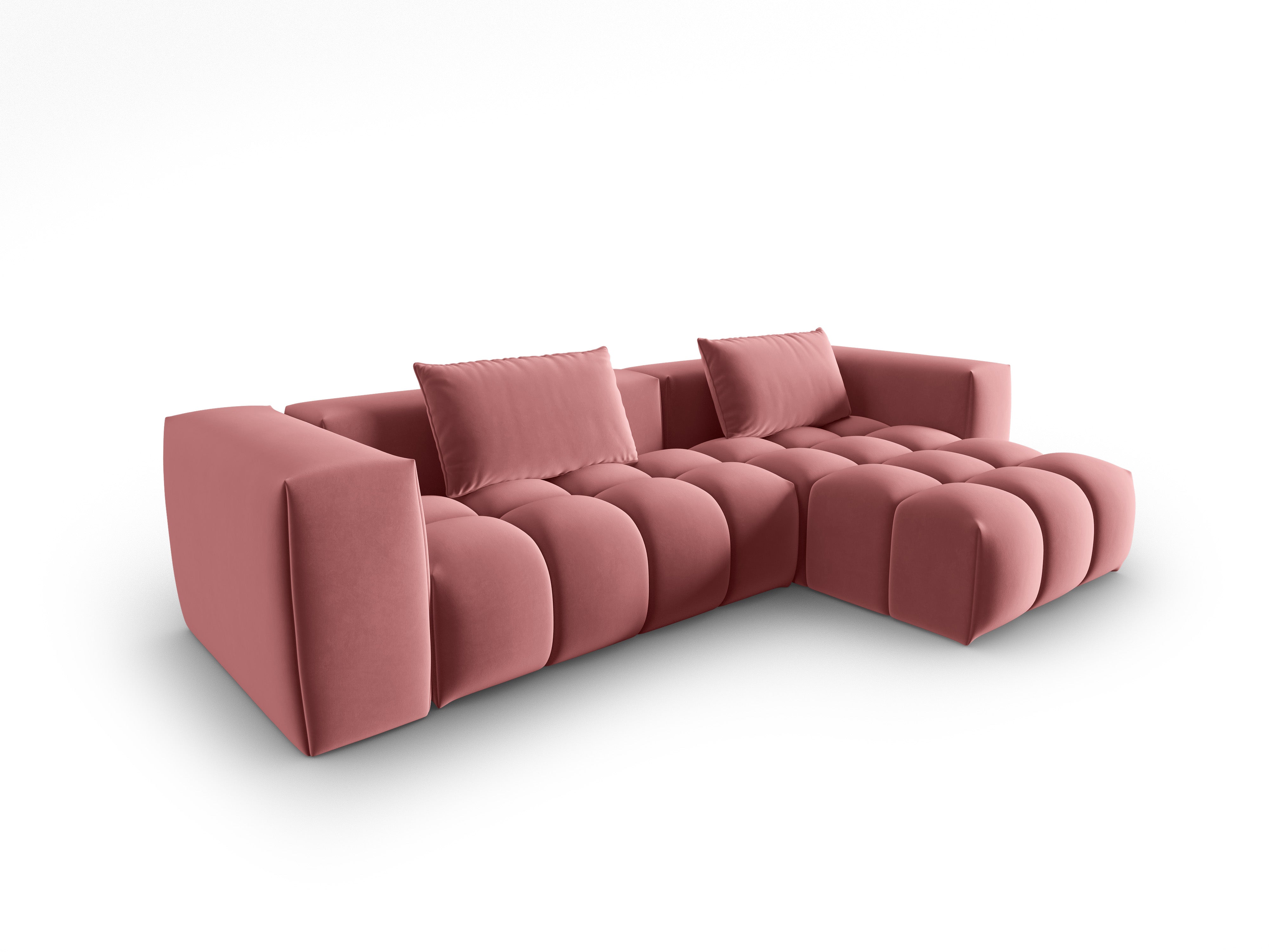Samt-Ecksofa 3-sitzig rechts VERONA flamingo rosa