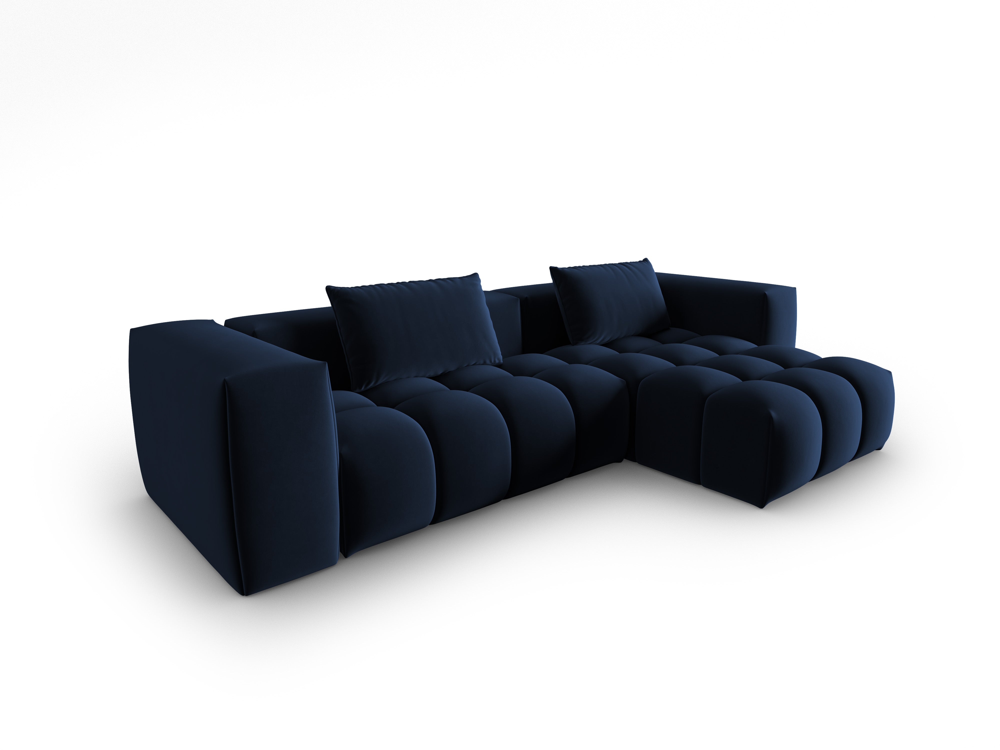 Velvet hoekbank 3-zits rechts VERONA koninklijk blauw