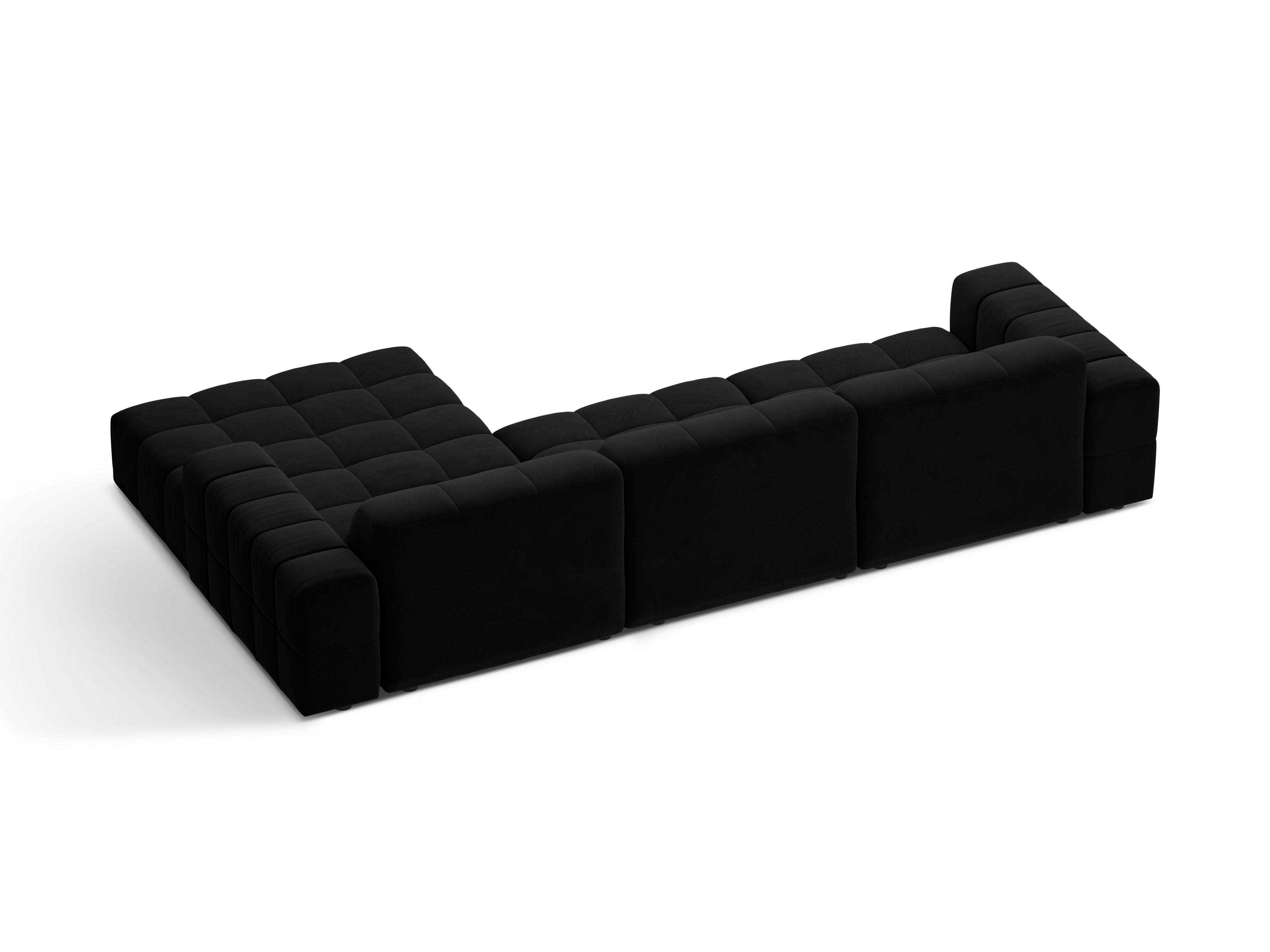 Narożnik prawostronny aksamitny 4-osobowy CHICAGO czarny – sofa narożna