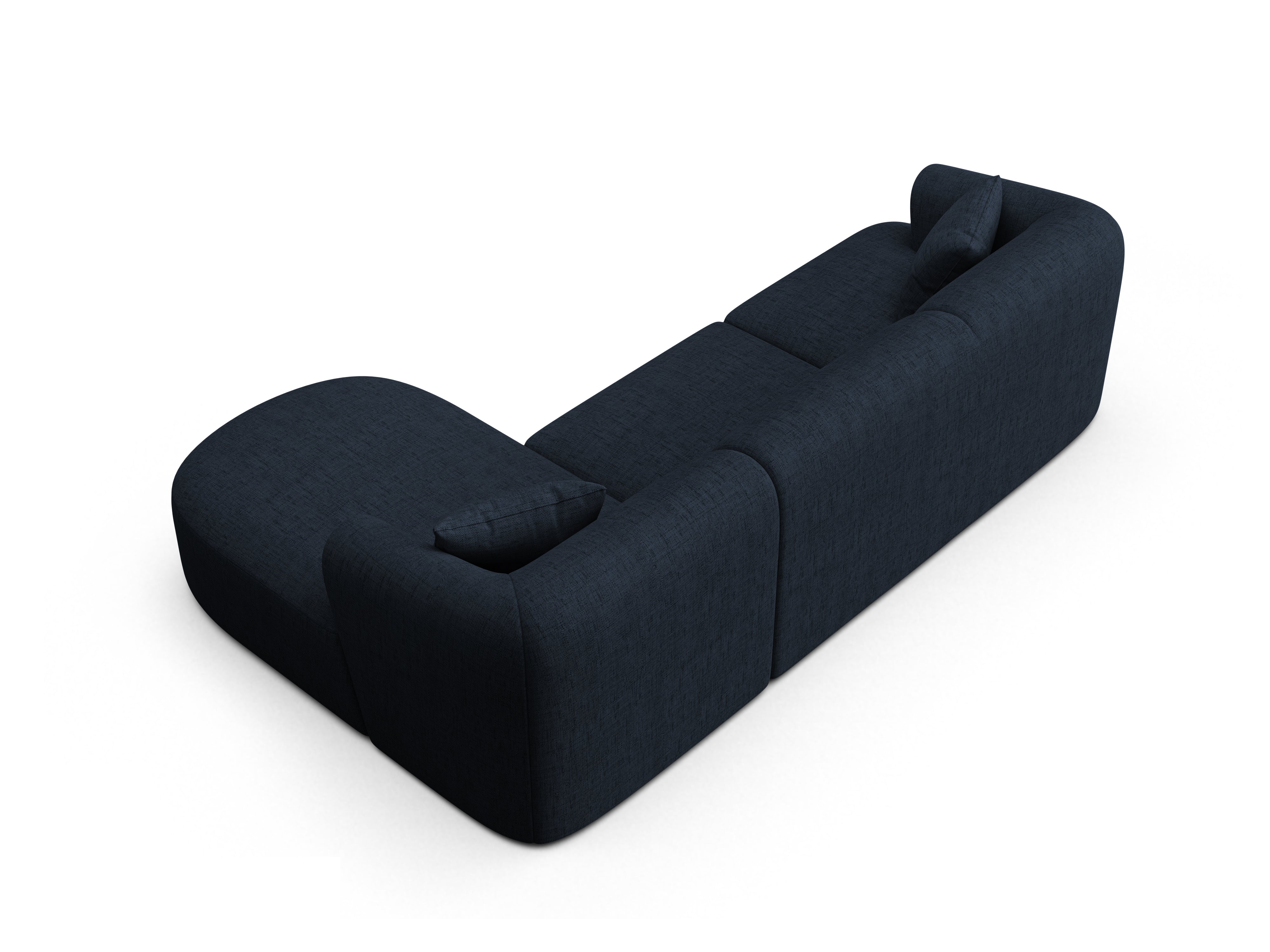 Rechtsseitige 4-Sitzer-Couch CAMPI in blauer Chenille