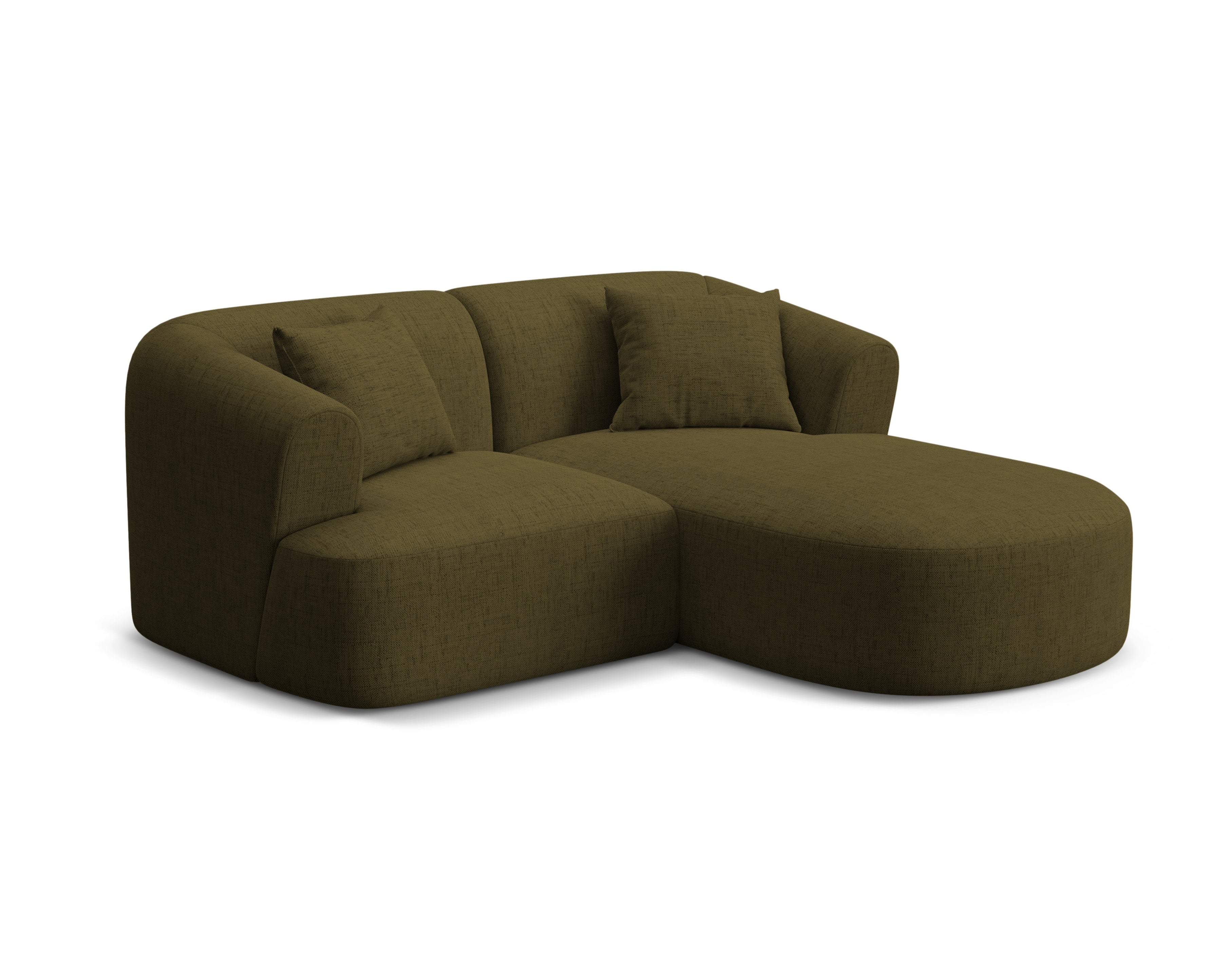 Right-facing 3-seater sofa CAMPI green chenille