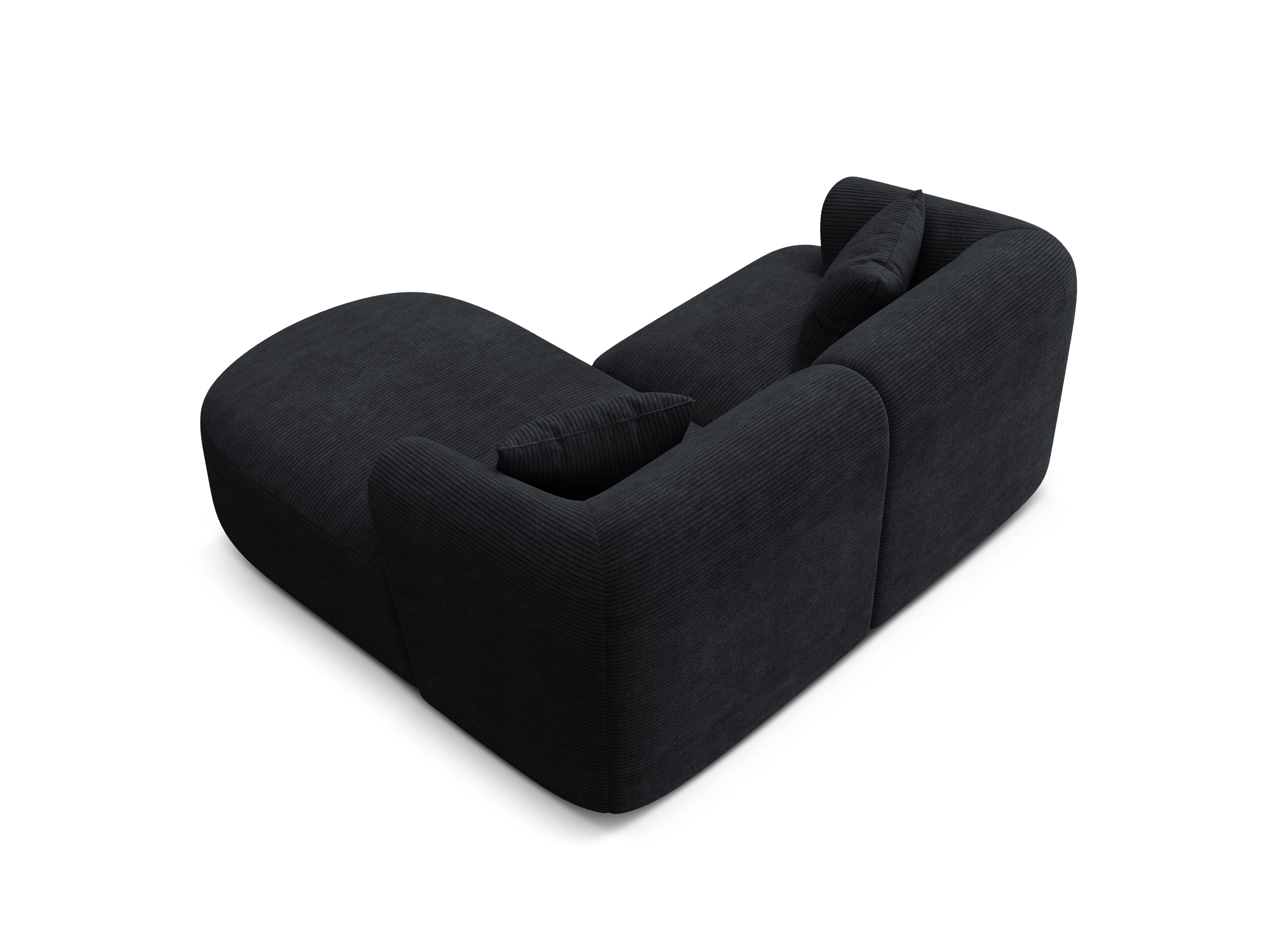 Narożnik prawostronny 3-osobowy CAMPI czarny sztruks – Cosmopolitan Design