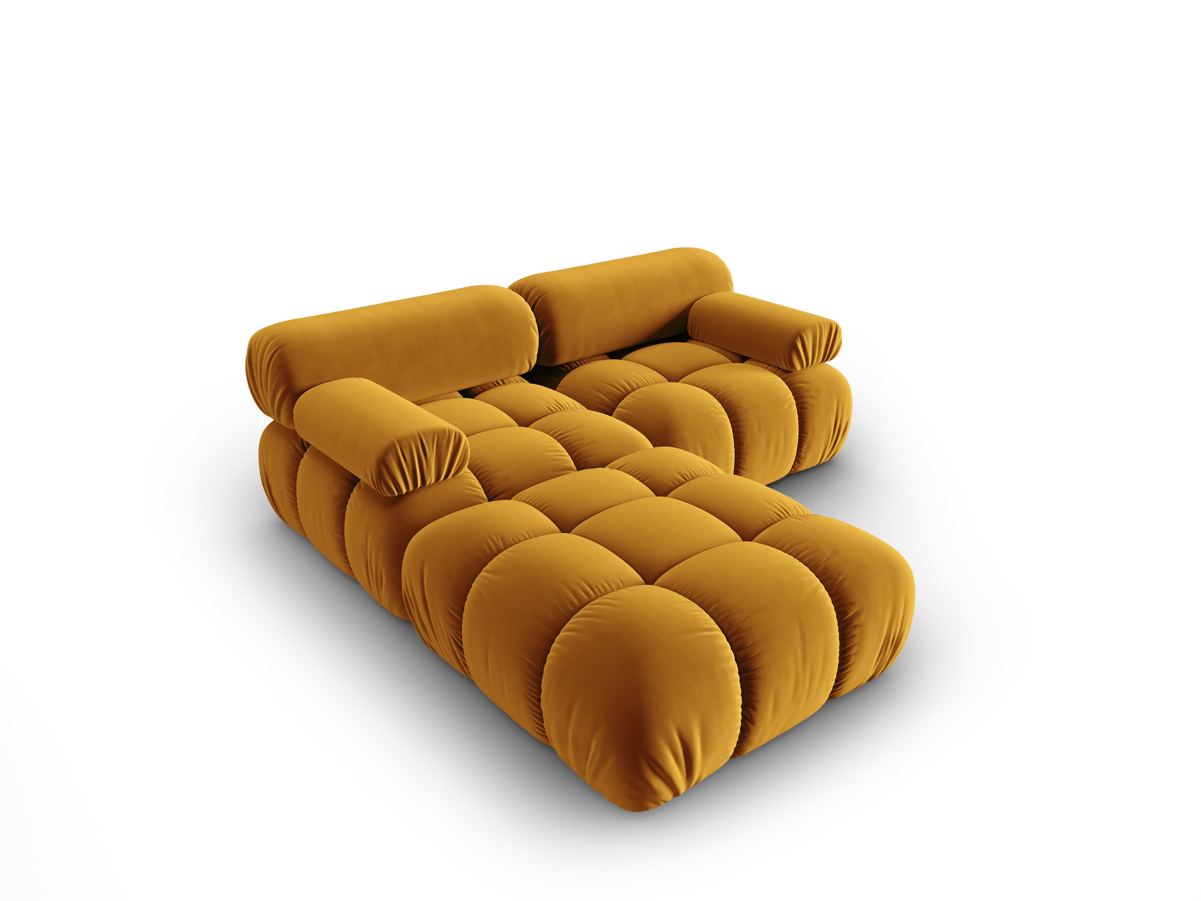 Narożnik aksamitny 3-osobowy CORTINA żółty – Cosmopolitan Design