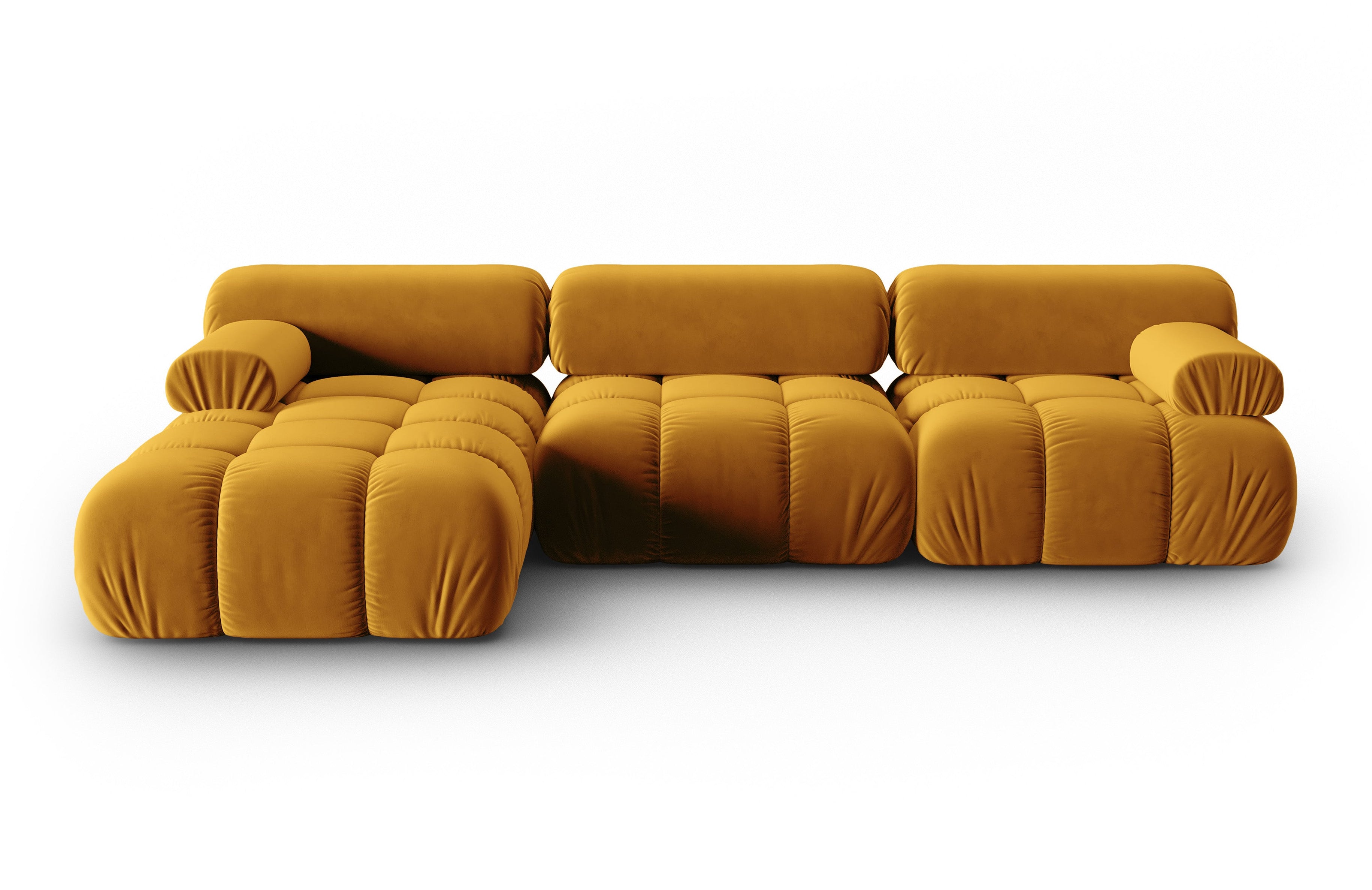 Samt-Ecksofa für 4 Personen links CORTINA gelb