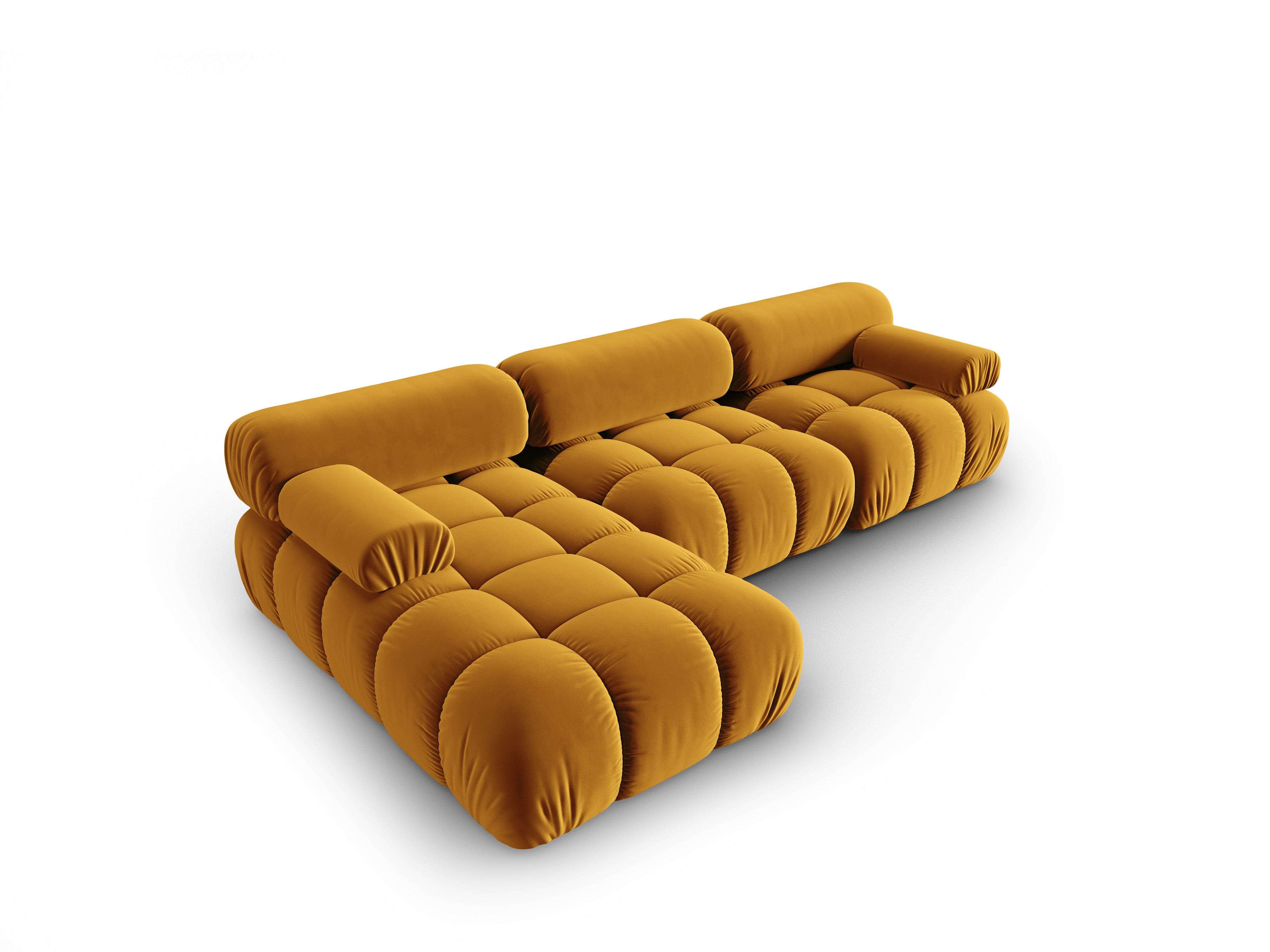 Samt-Ecksofa für 4 Personen links CORTINA gelb