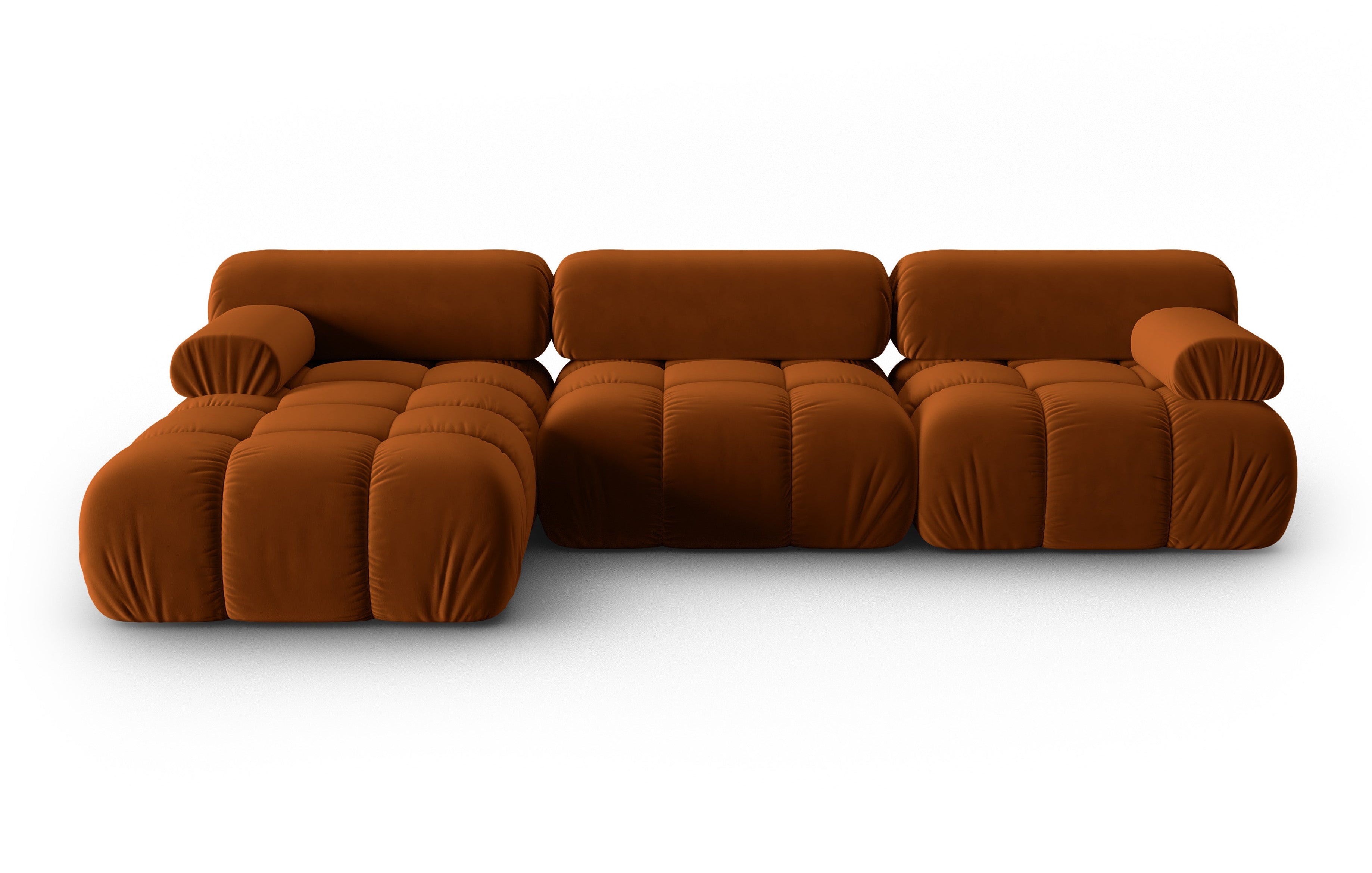 Samt-Ecksofa für 4 Personen links CORTINA ziegelrot