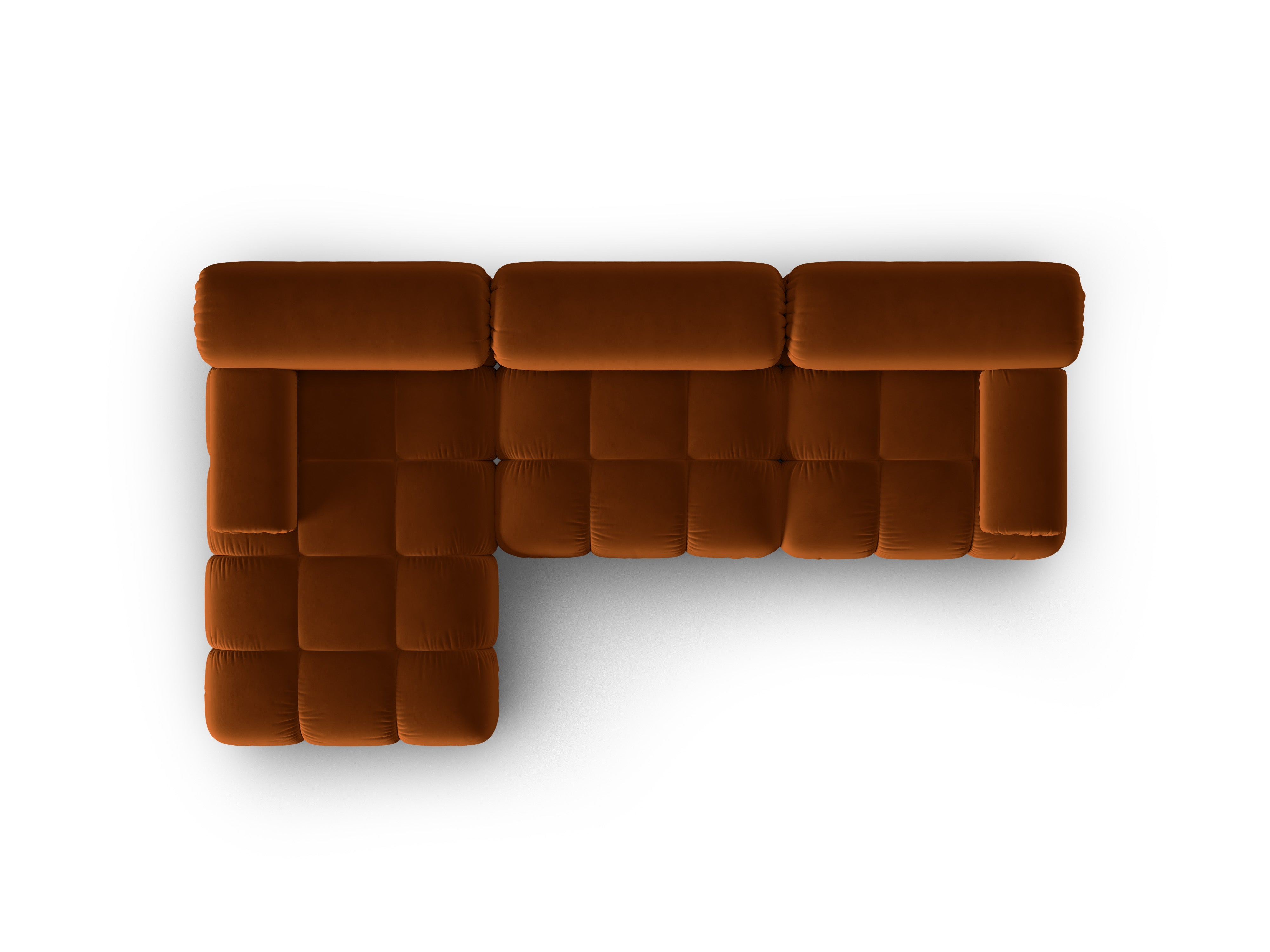 Samt-Ecksofa für 4 Personen links CORTINA ziegelrot