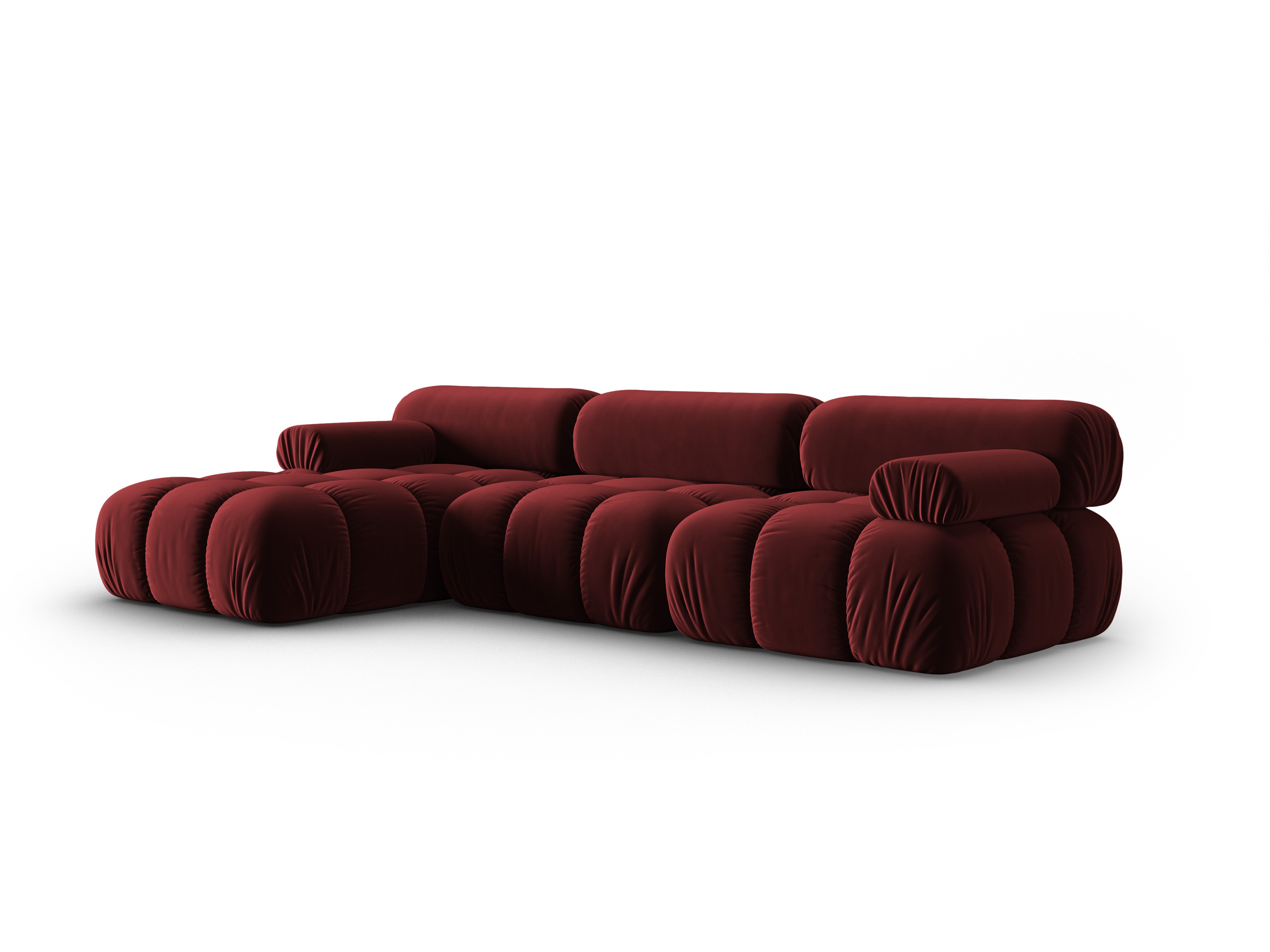 Samt-Ecksofa für 4 Personen links CORTINA weinrot