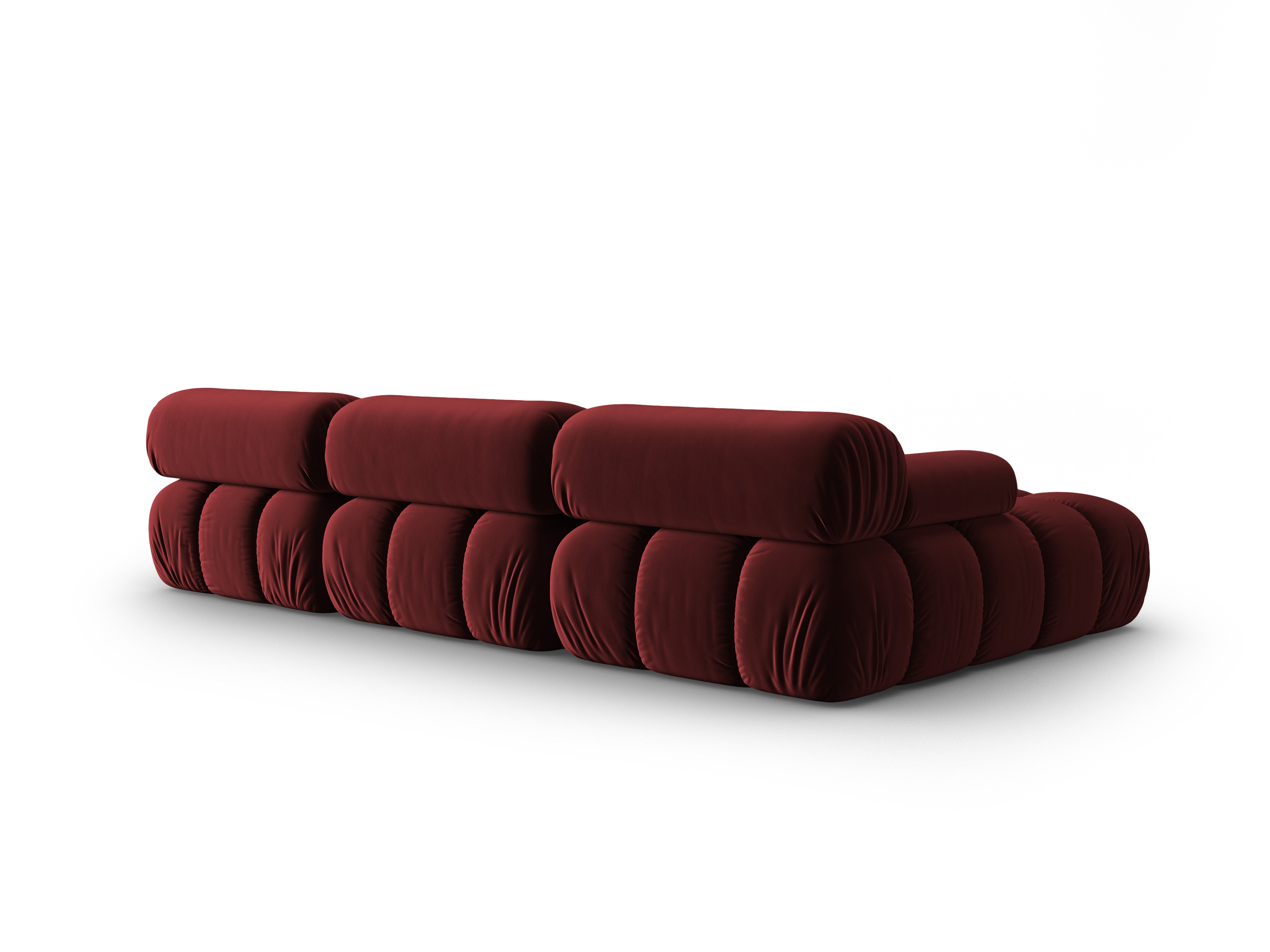 Samt-Ecksofa für 4 Personen links CORTINA weinrot