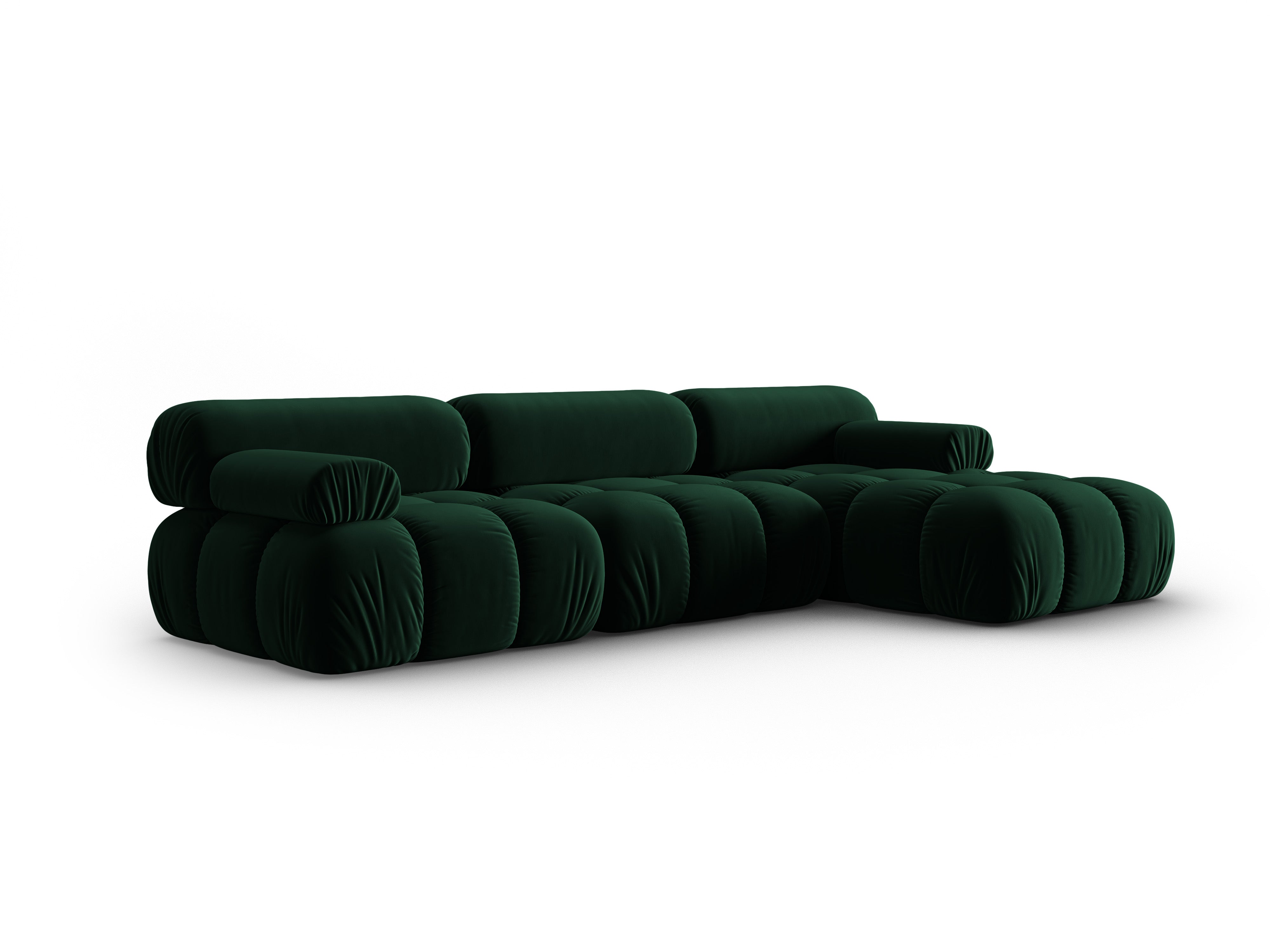 CORTINA velvet corner sofa for 4 people right-facing in bottle green [Ewelina] [Amelia spr]