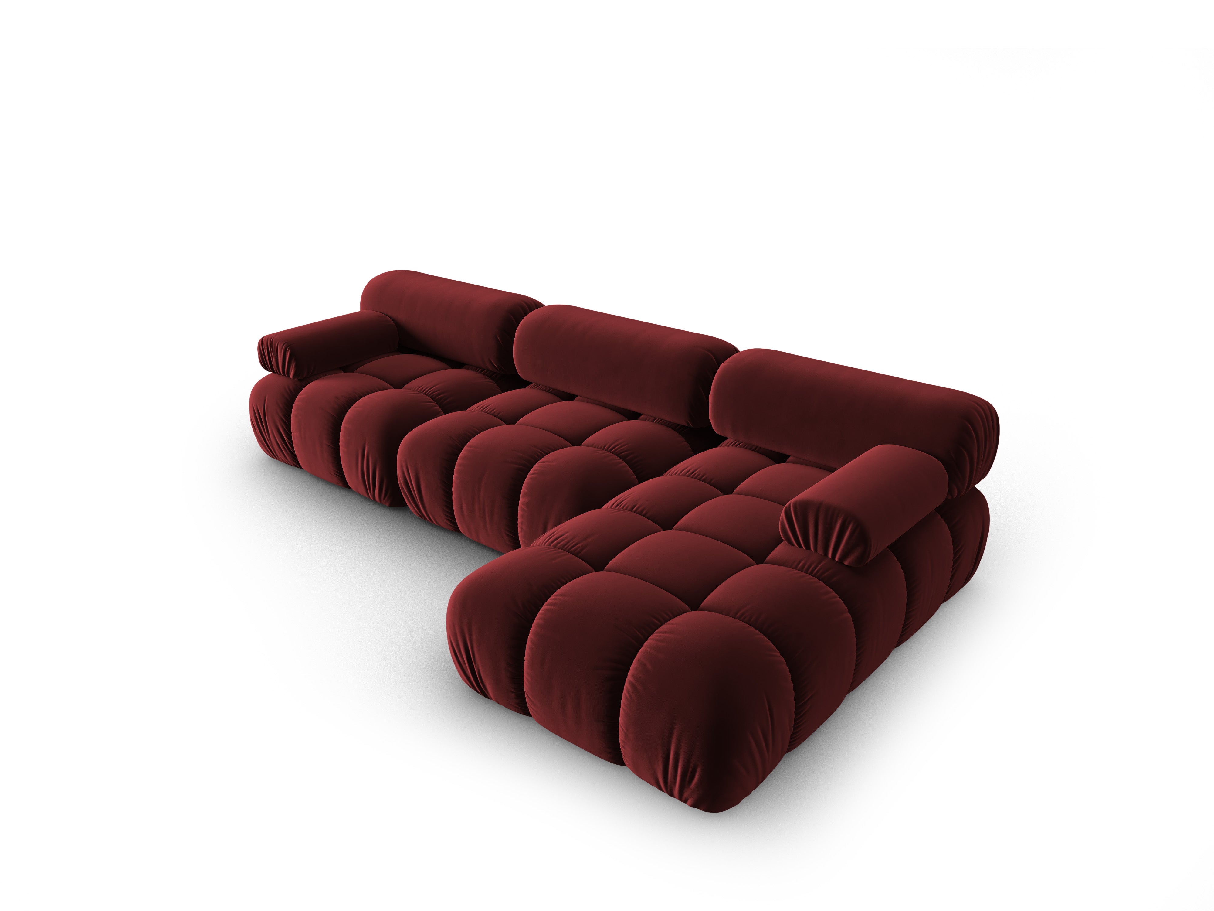 Samt-Ecksofa für 4 Personen, rechts CORTINA, weinrot
