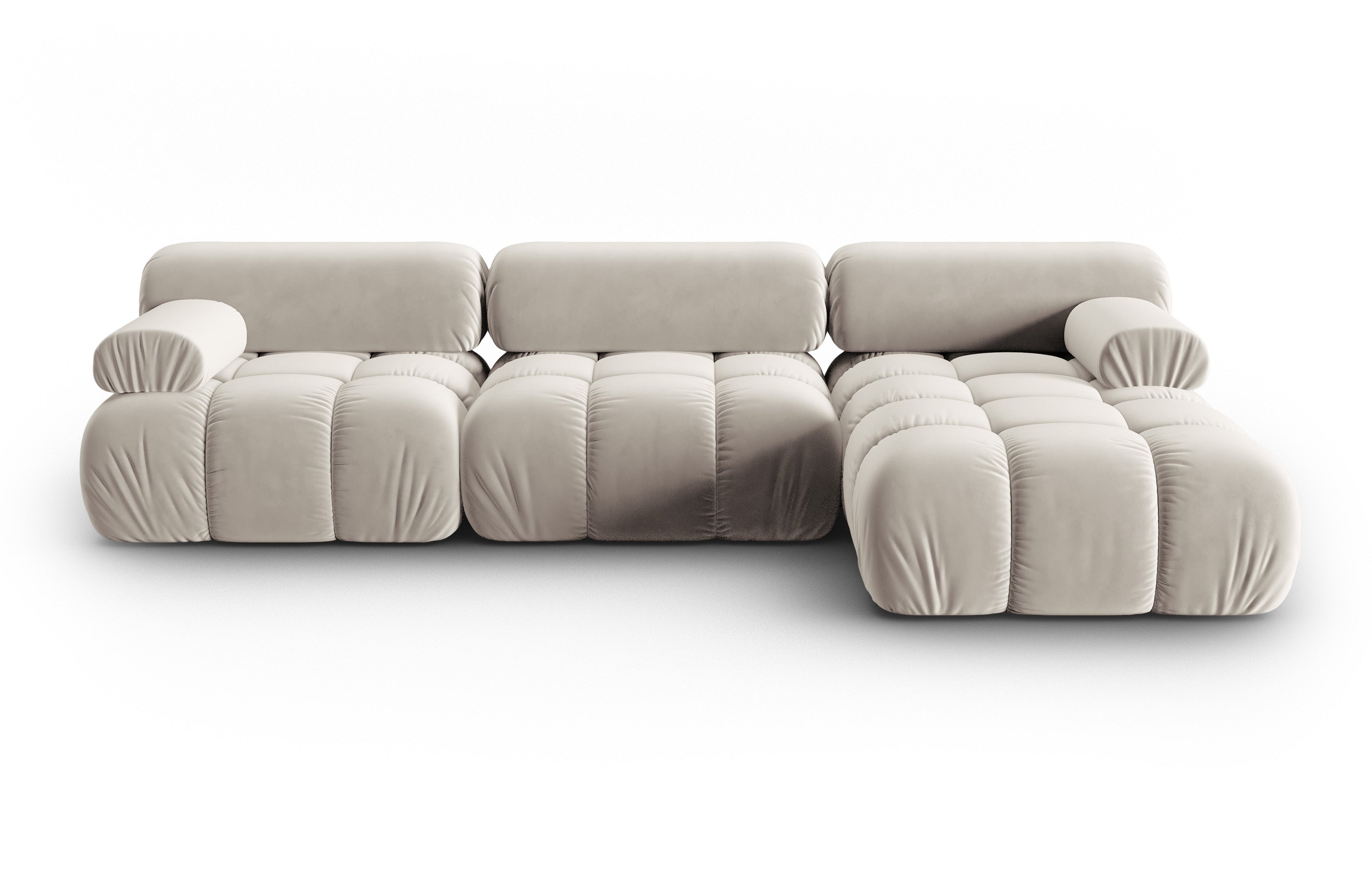 Samt-Ecksofa für 4 Personen rechts CORTINA beige