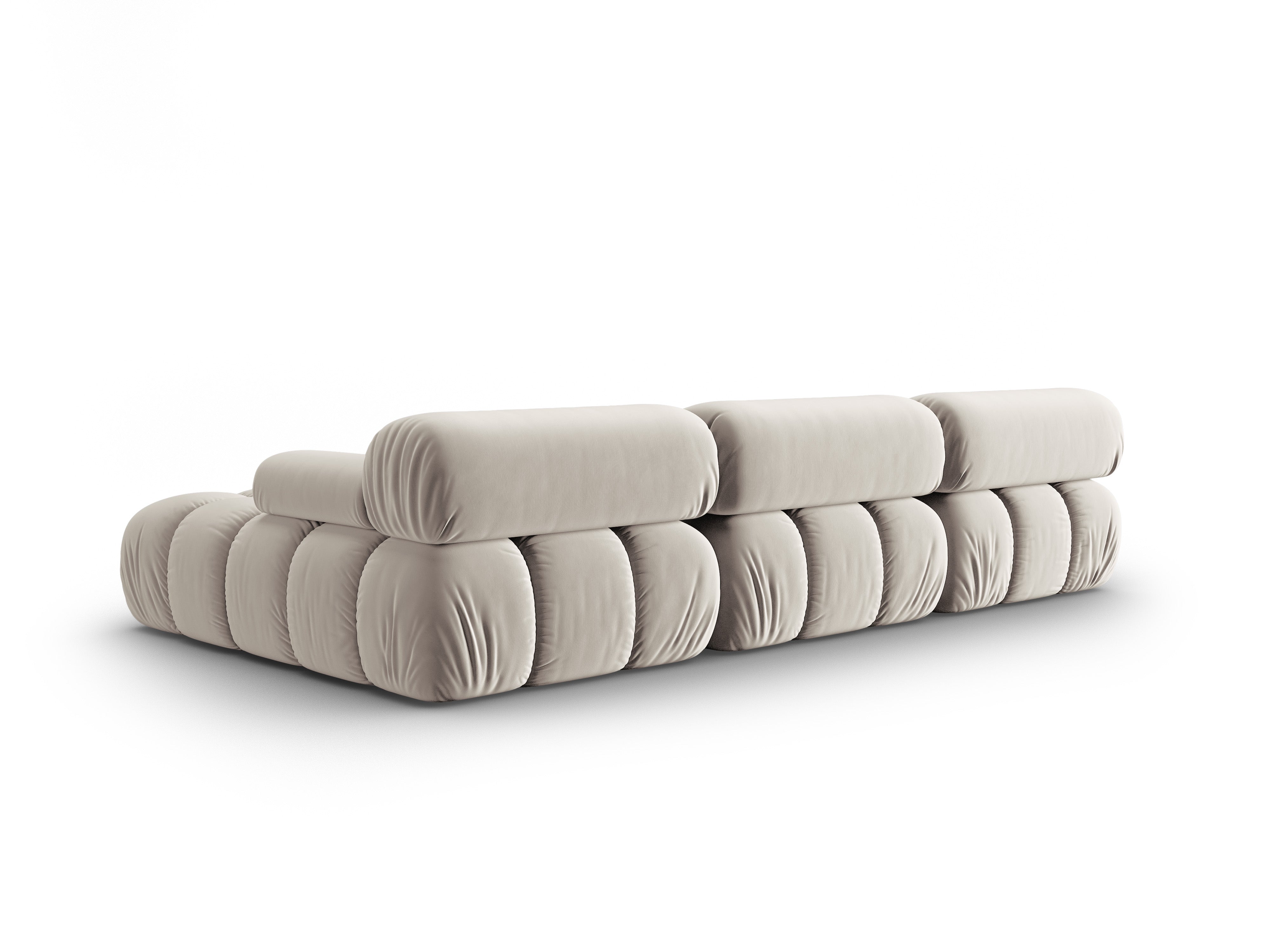 Samt-Ecksofa für 4 Personen rechts CORTINA beige