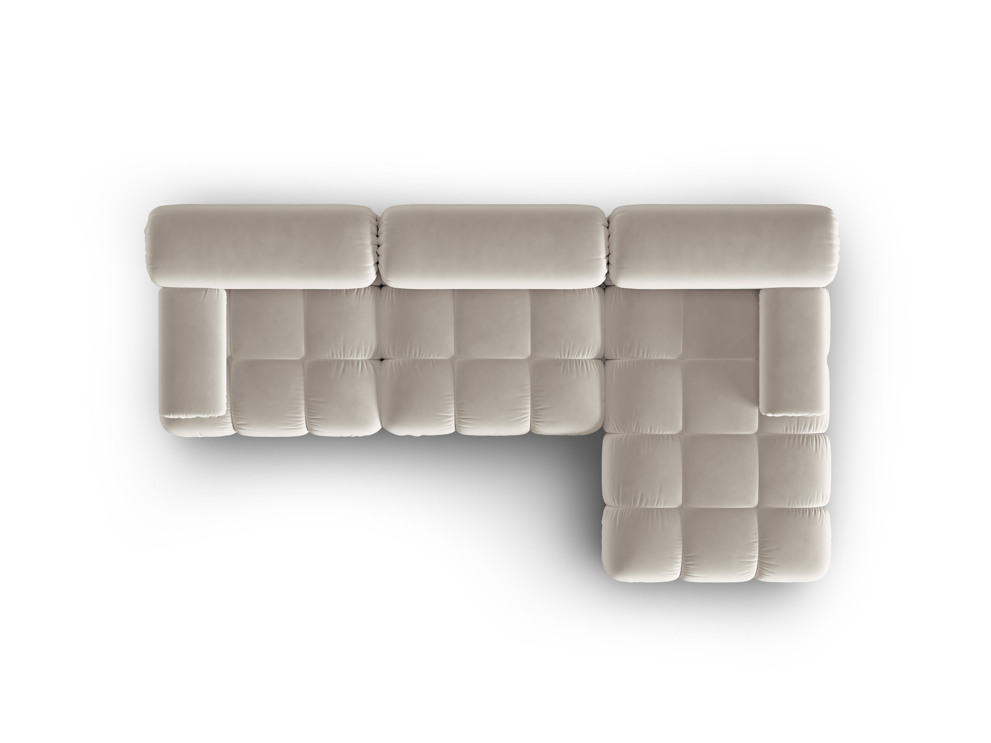 Samt-Ecksofa für 4 Personen rechts CORTINA beige