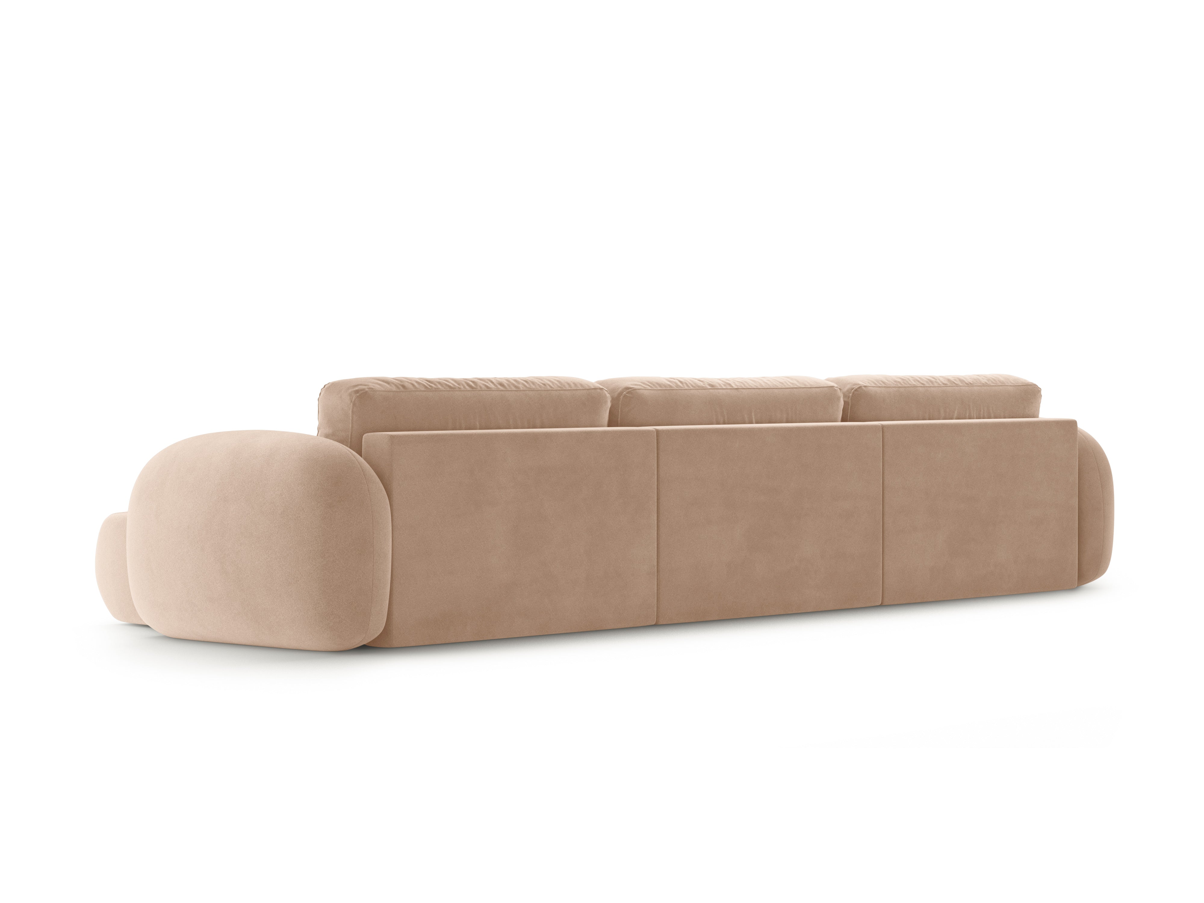 Panoramic Velvet Sofa with Sleeping Function for 5 People TONALE Beige