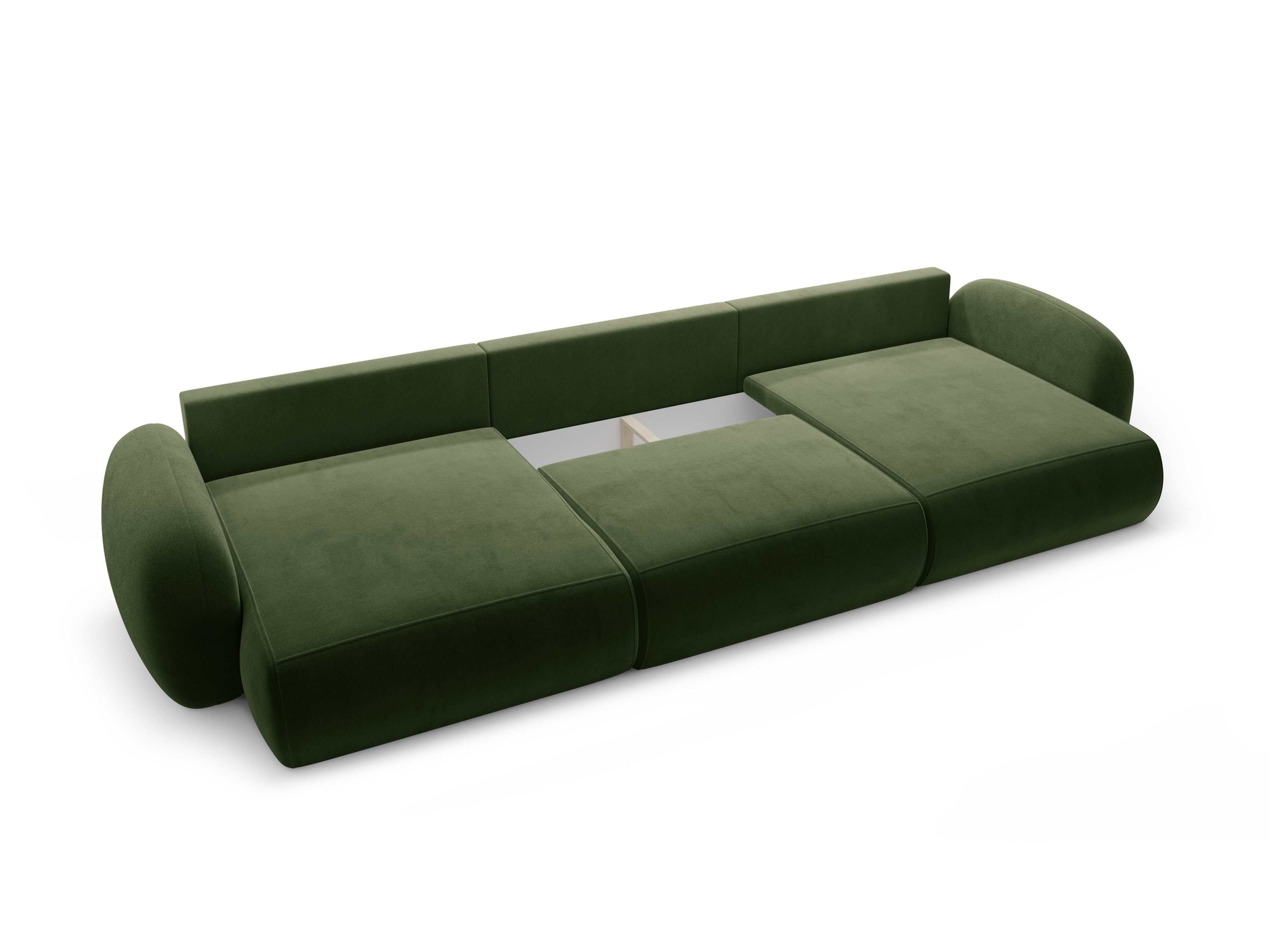 Panoramic Velvet Sofa with Sleeping Function for 5 People TONALE Military Green