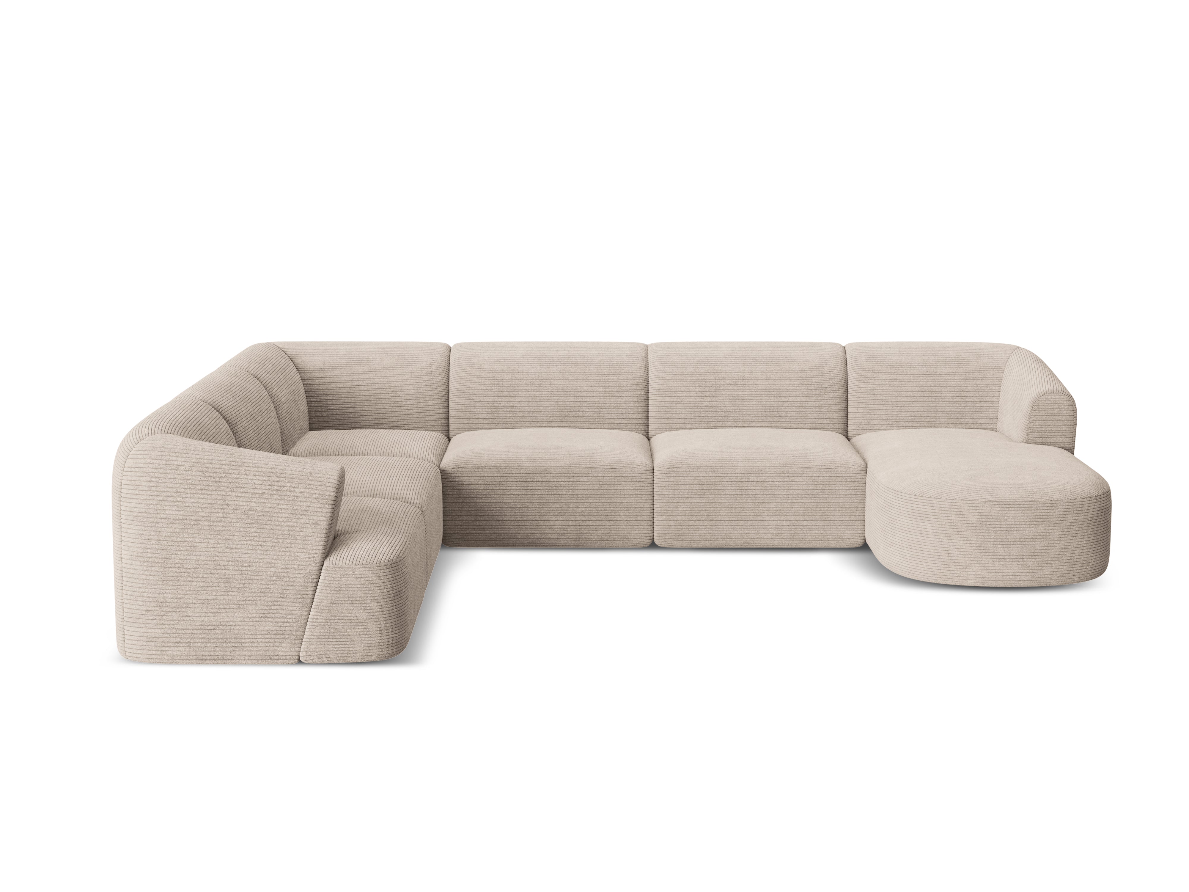 Linksseitiges Panoramabettsofa für 7 Personen CAMPI beige Cord