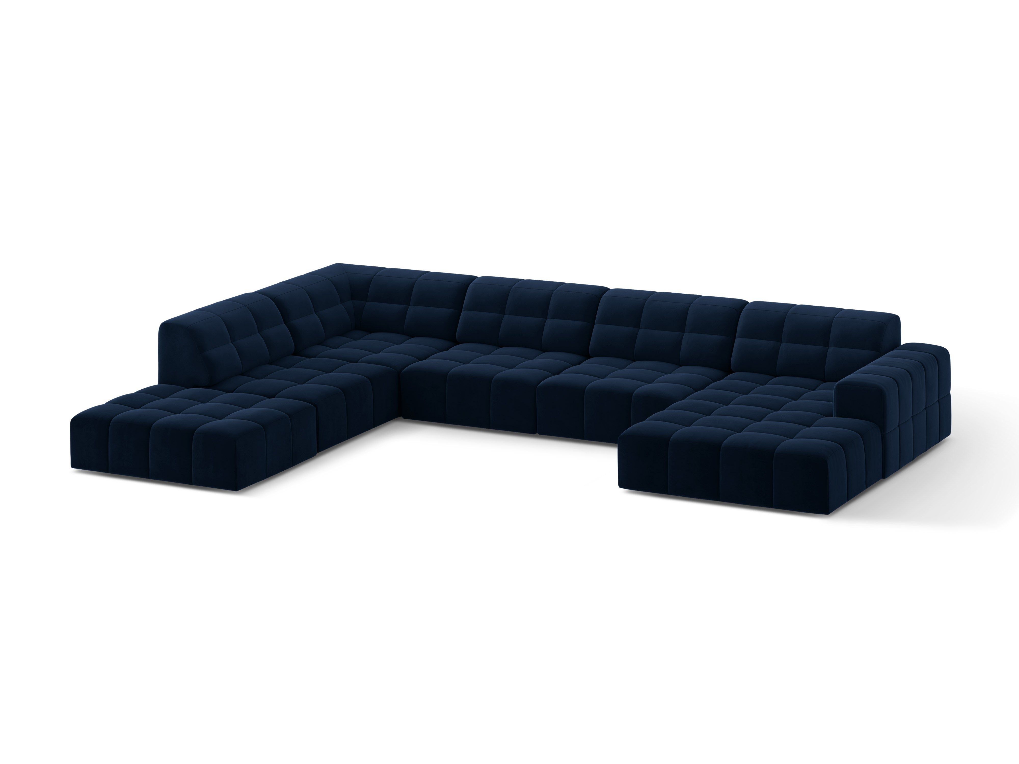 U-vormige fluwelen hoekbank CHICAGO links in koninklijk blauw