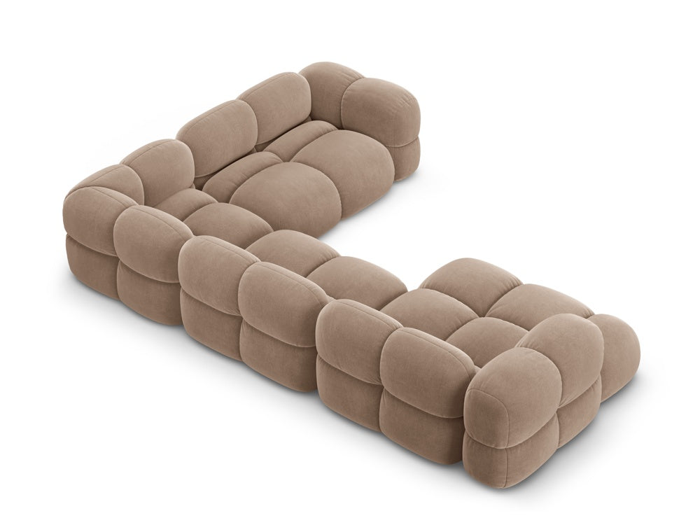 Right-facing U-shaped velvet corner sofa LORETTO in dark beige