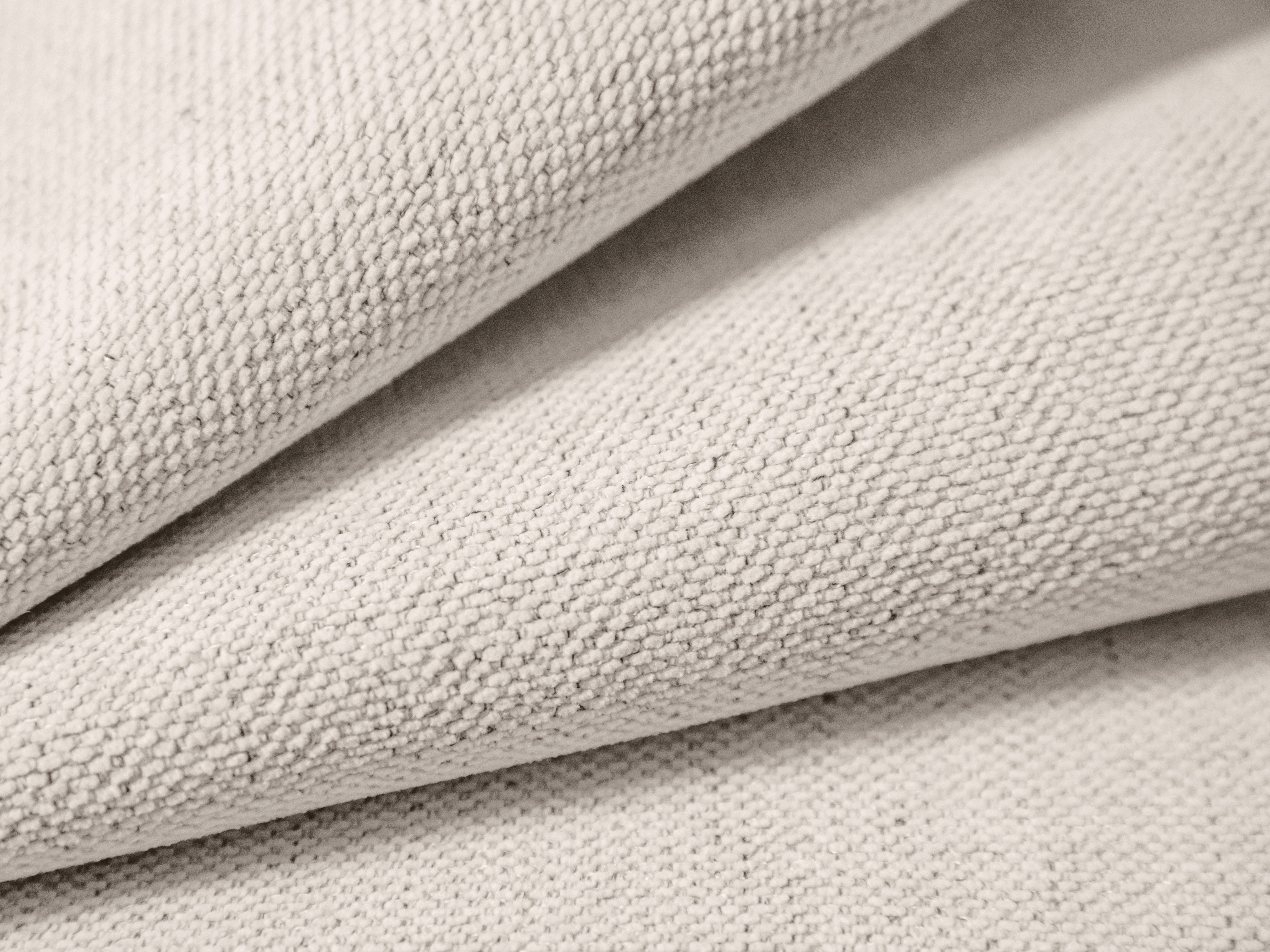 Rechthoekige panoramische hoekbank voor 7 personen CAMPI crème chenille