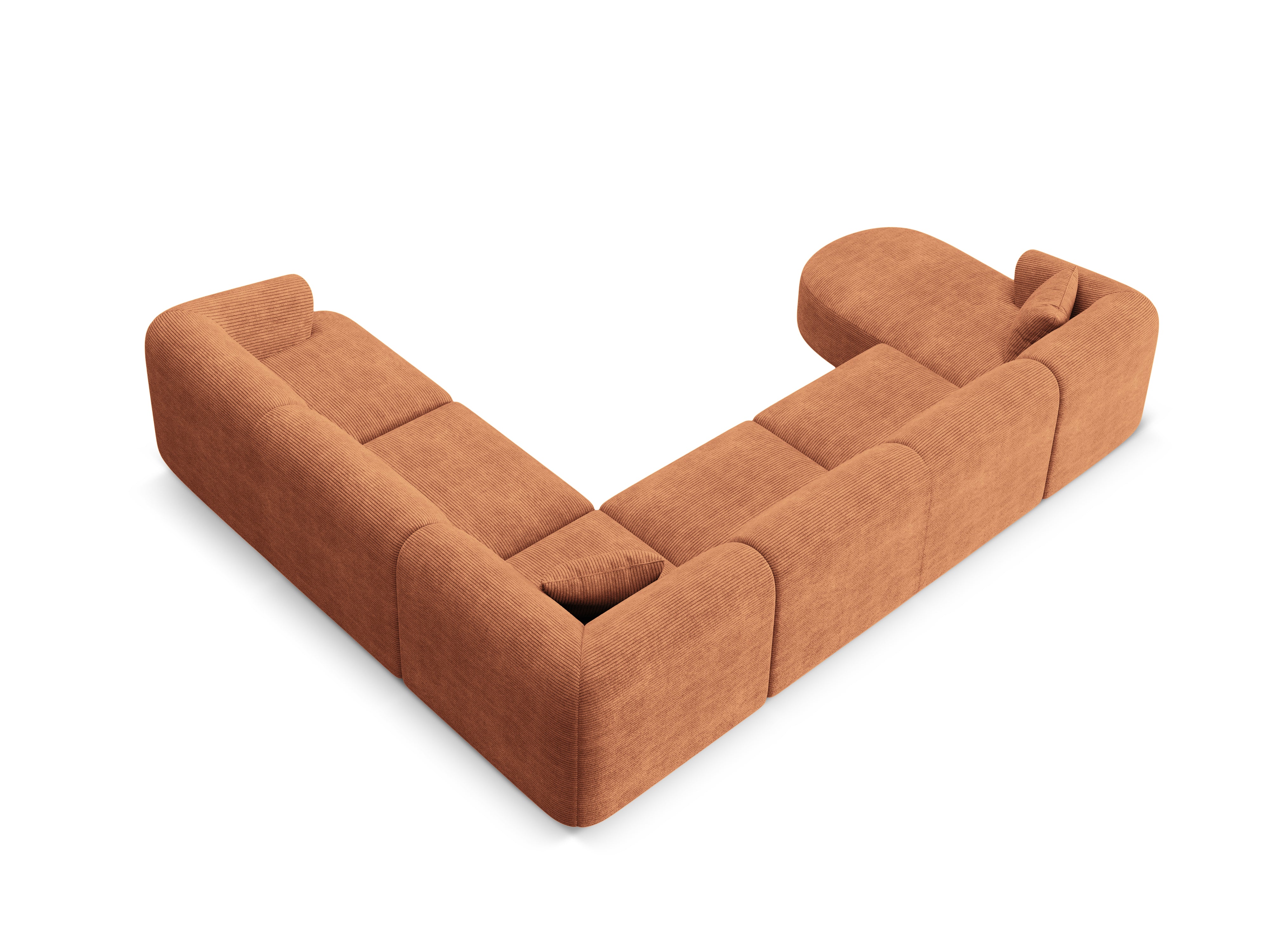 Rechthoekige panoramische hoekbank voor 7 personen CAMPI baksteen corduroy