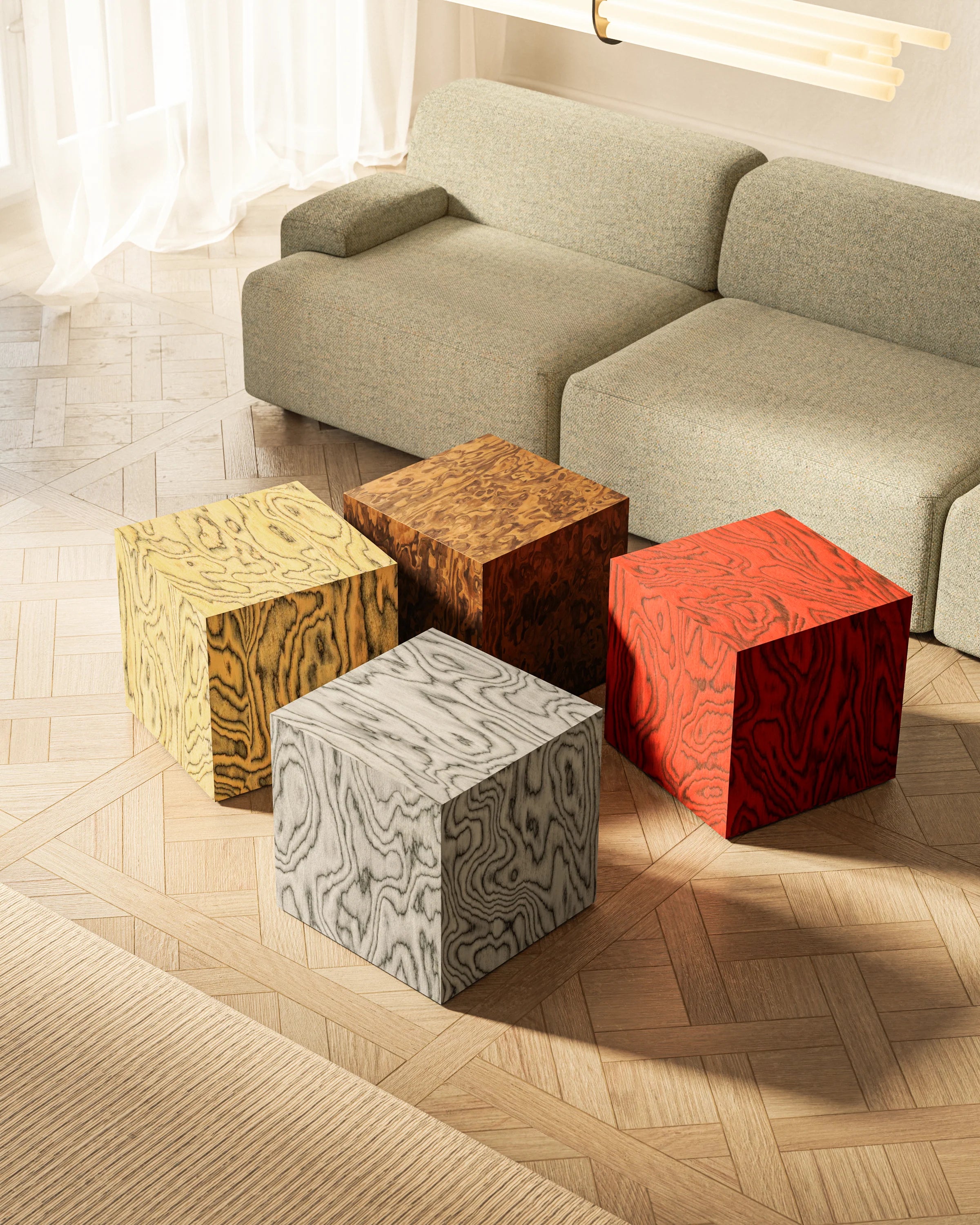 CUBE Side Table Sottsass Red