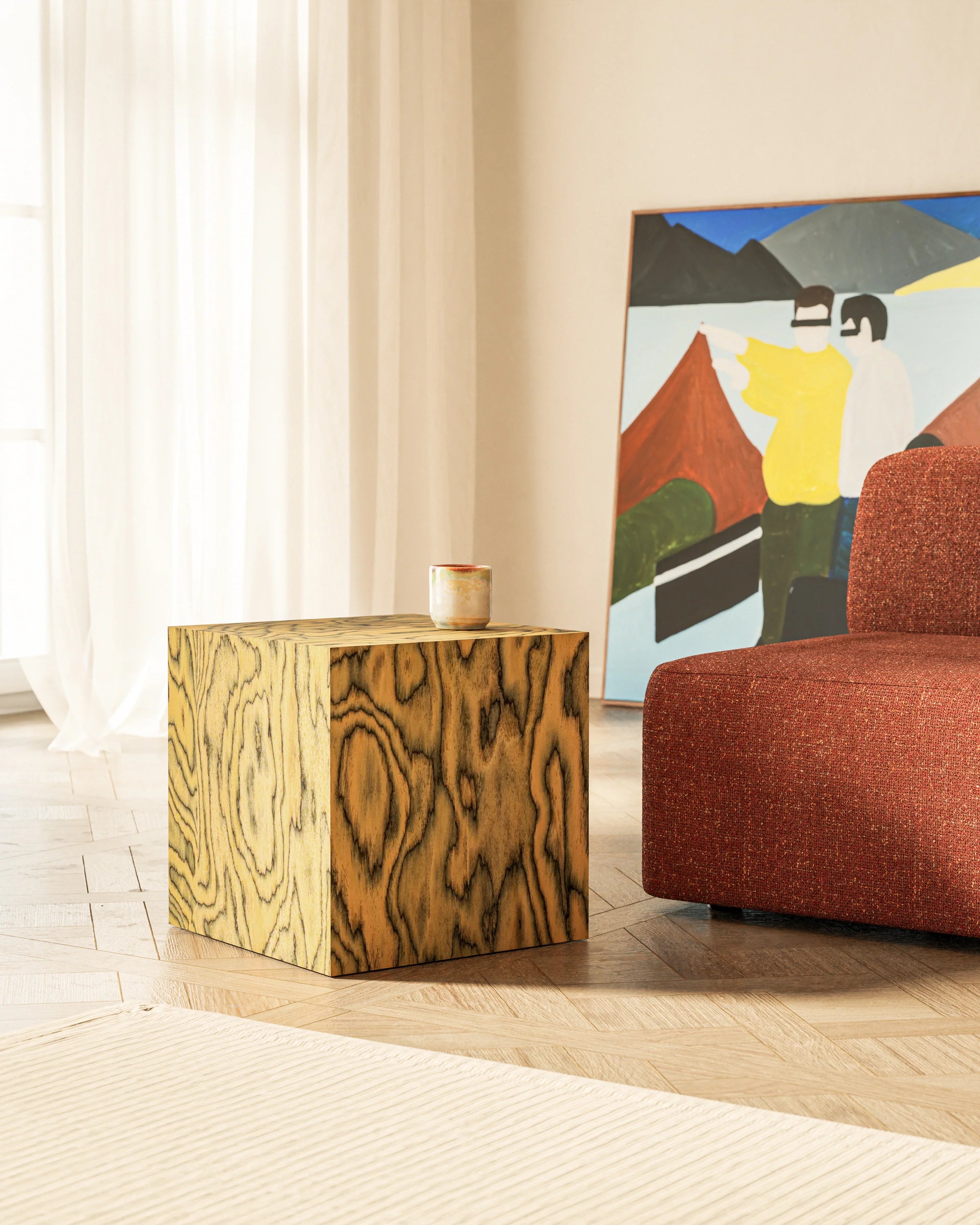 Hulp tafel CUBE Sottsass geel