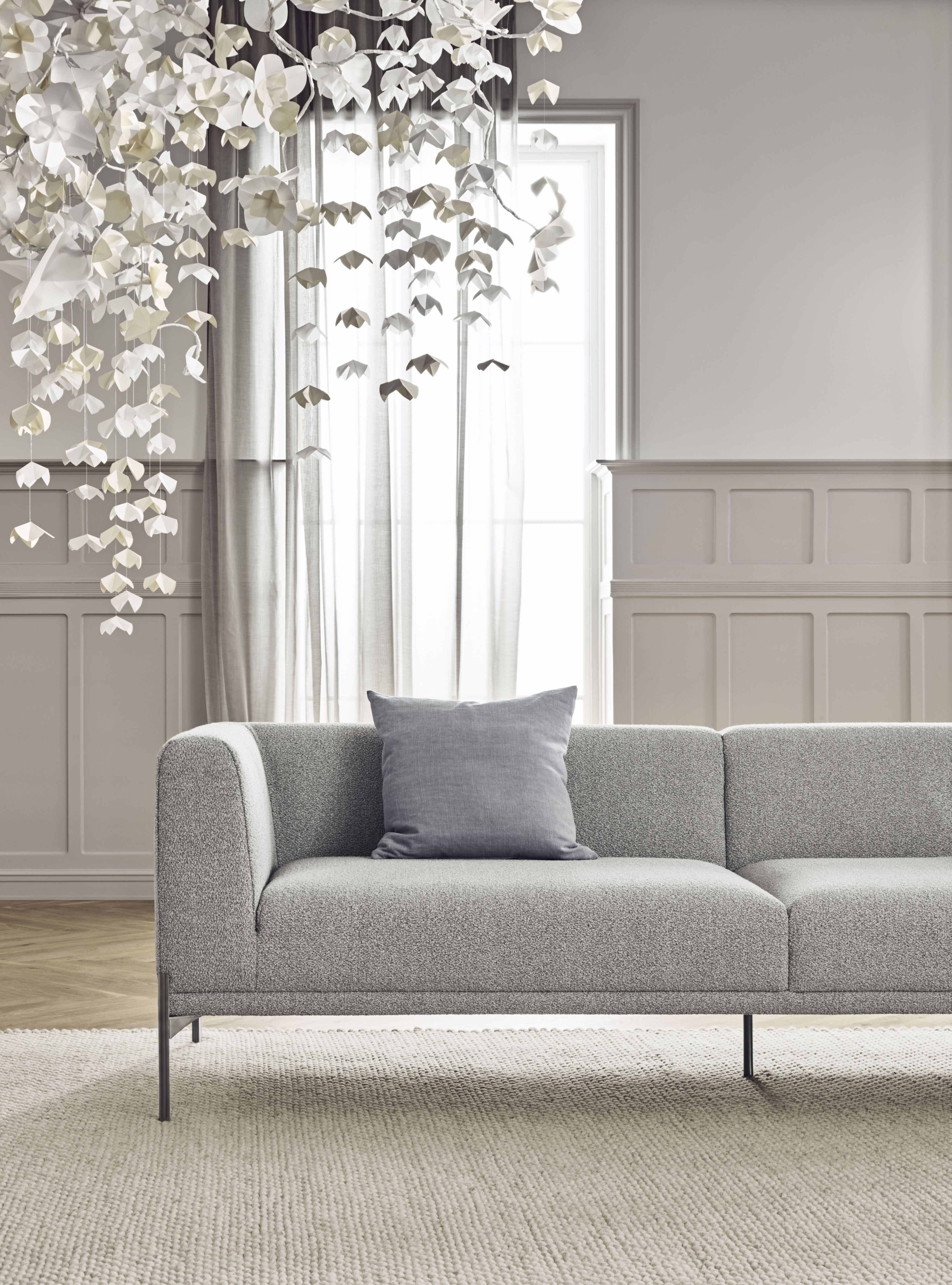 Symmetrische 6-persoons hoekbank CAISA met stalen basis