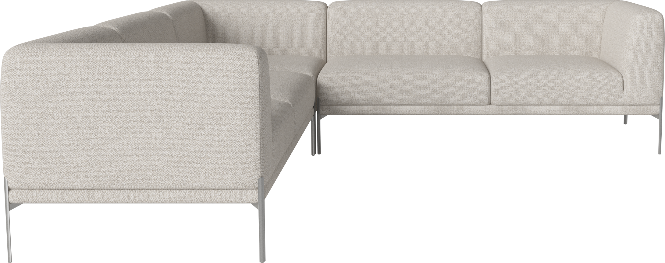 Symmetrische 6-persoons hoekbank CAISA met stalen basis